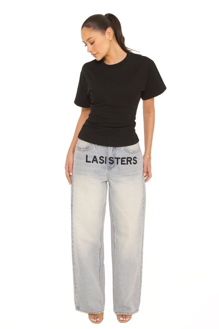 Embroidered Signature Jeans Light Blue