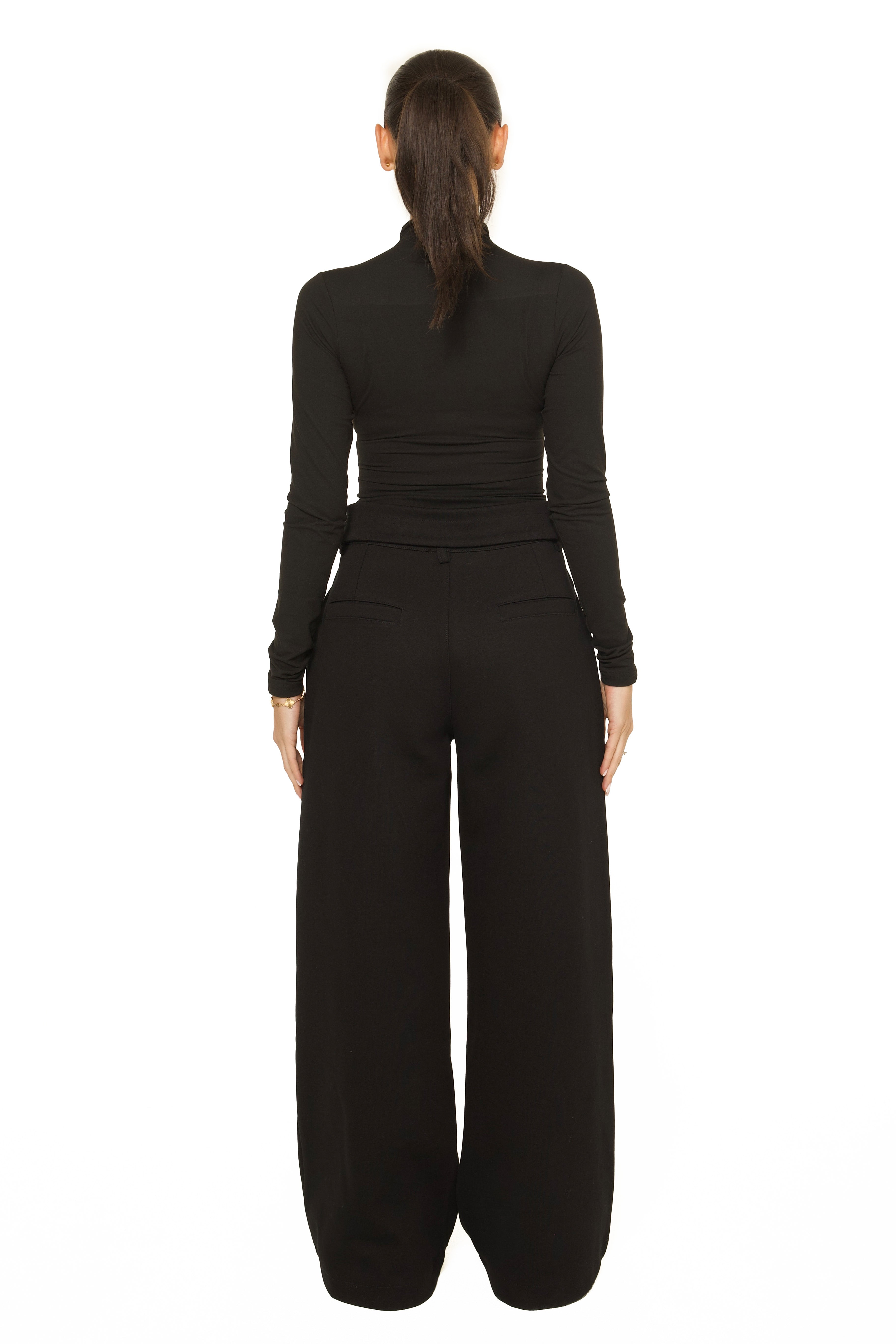 Fold Over Jogging Pantalon Black