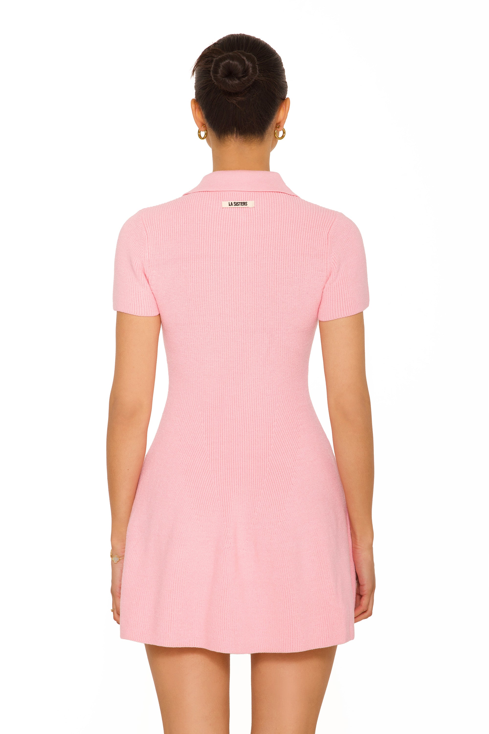 Knitted Polo Dress Pink