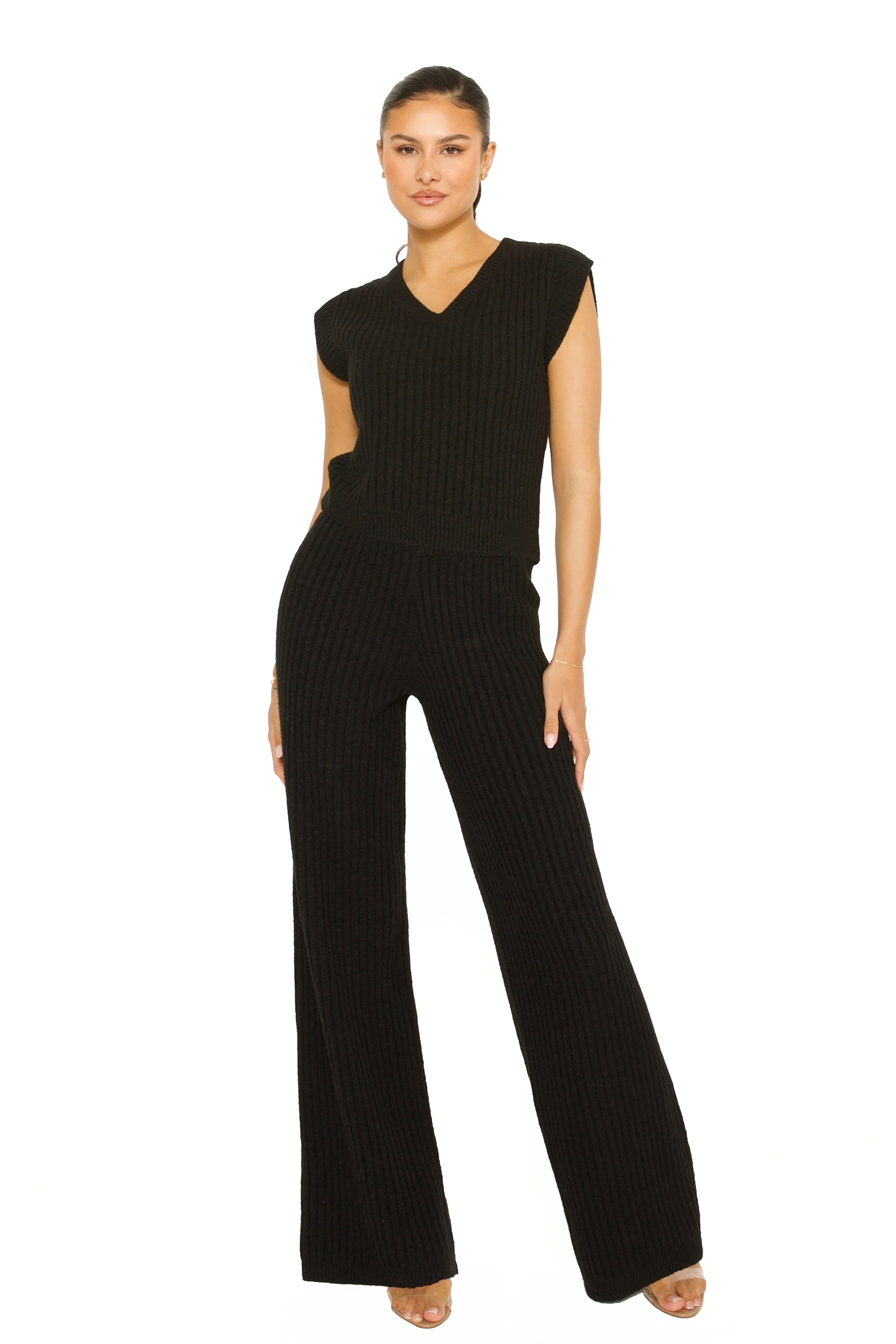 Knitted Spencer Co-ord Black