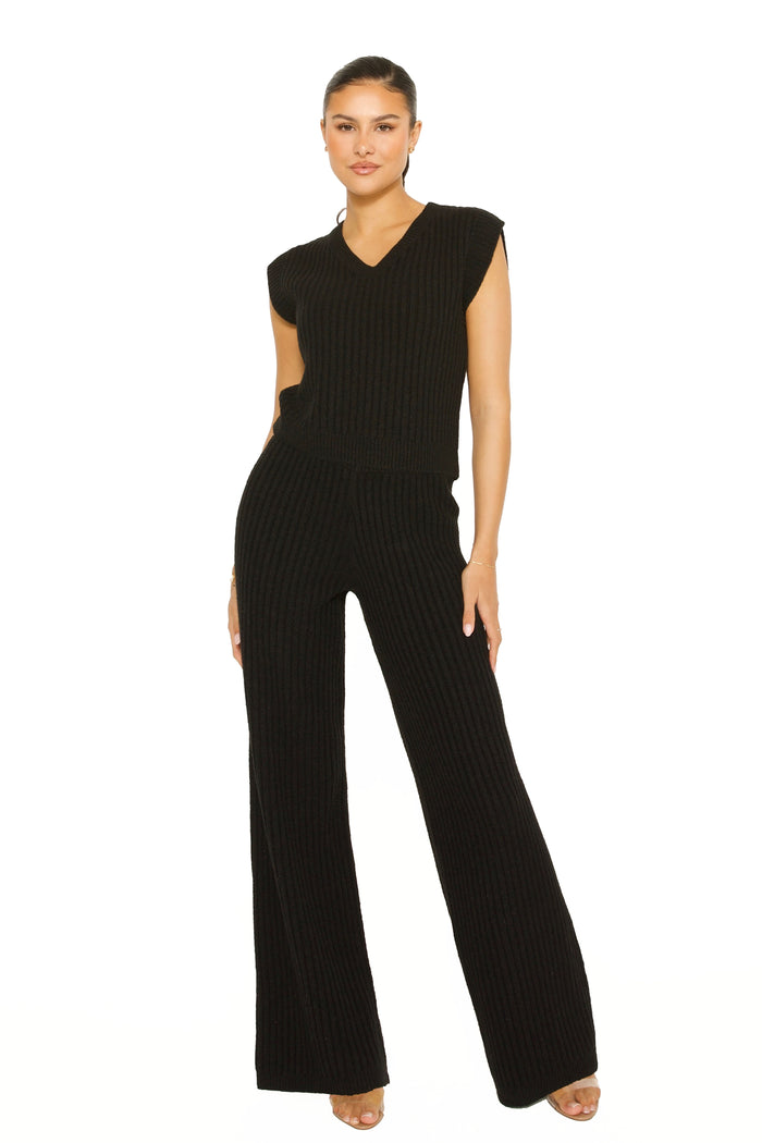 Knitted Spencer Co-ord Black