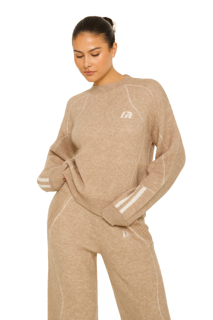 Knitted Sporty Sweatsuit Beige