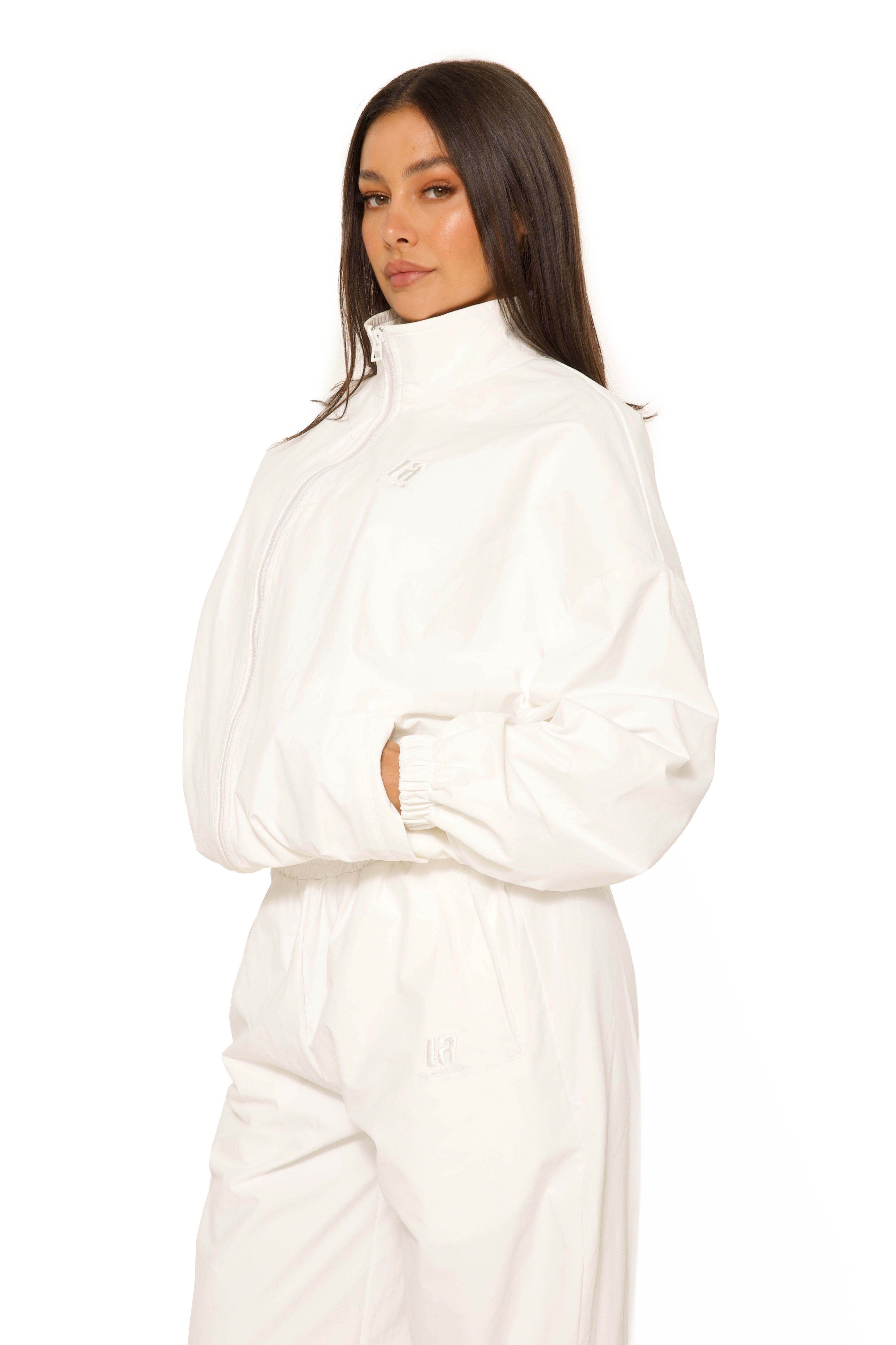 LA Official Embroidered Zip Up Jacket White