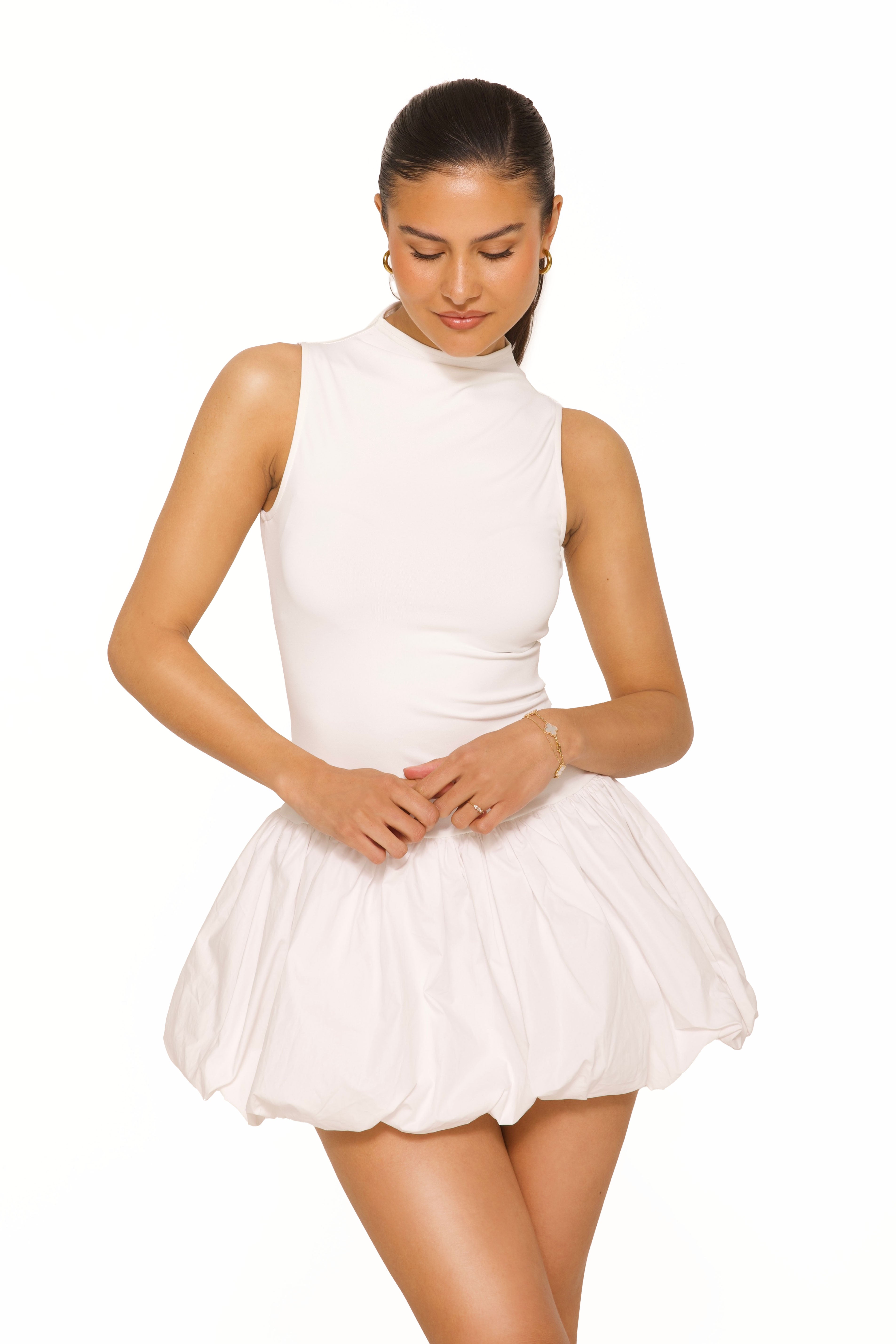Mini Bubble Dress White