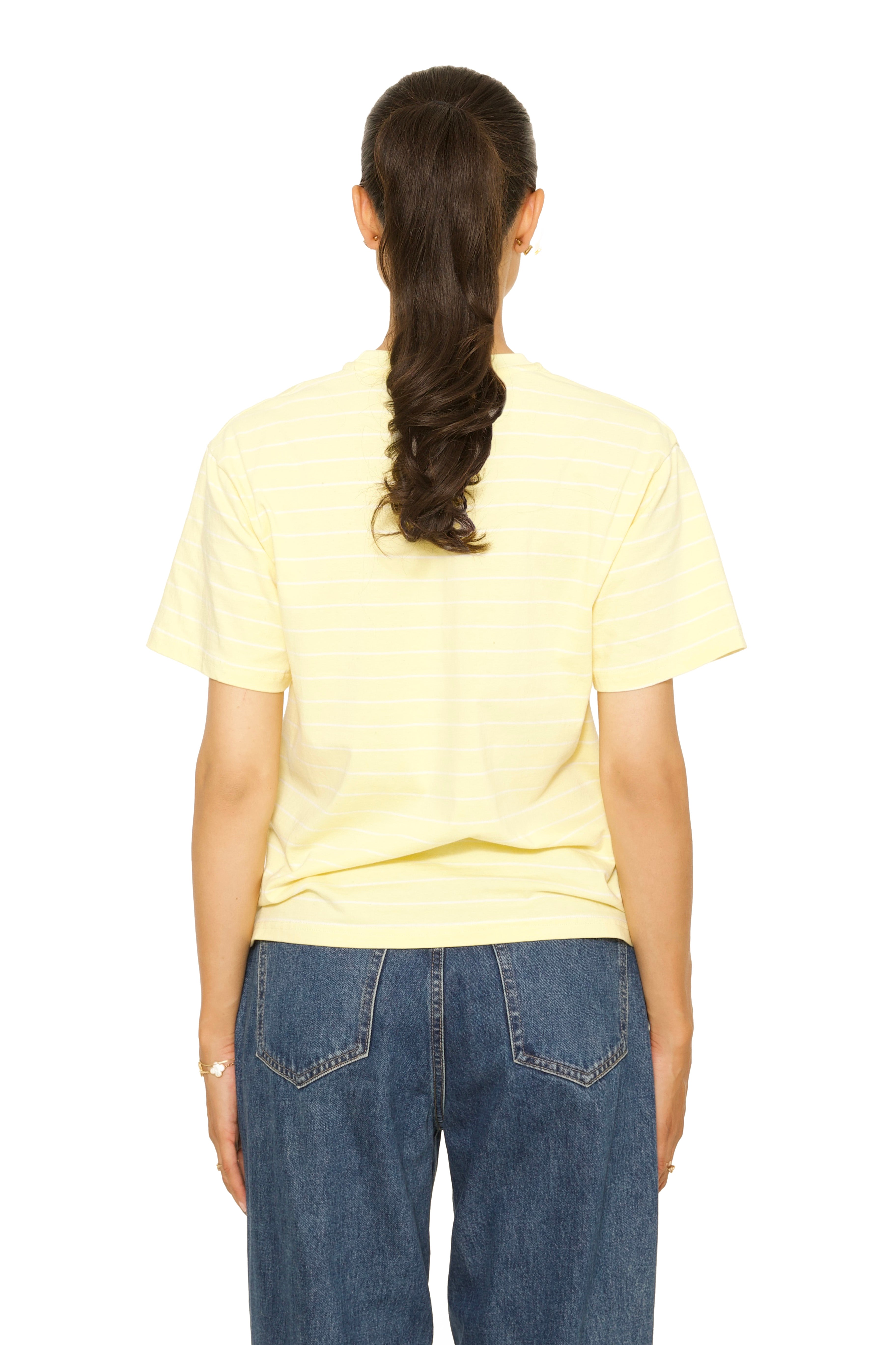 Short Sleeve Oversized Striped Tee Yellow