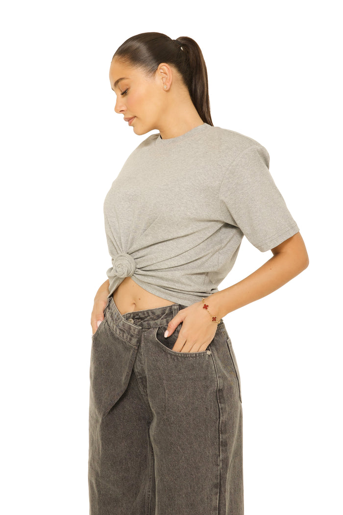 Oversized Knot Tee Grey