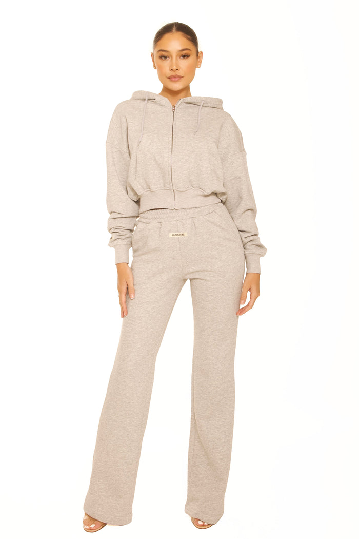 Essential Wide Leg Pants Light Grey