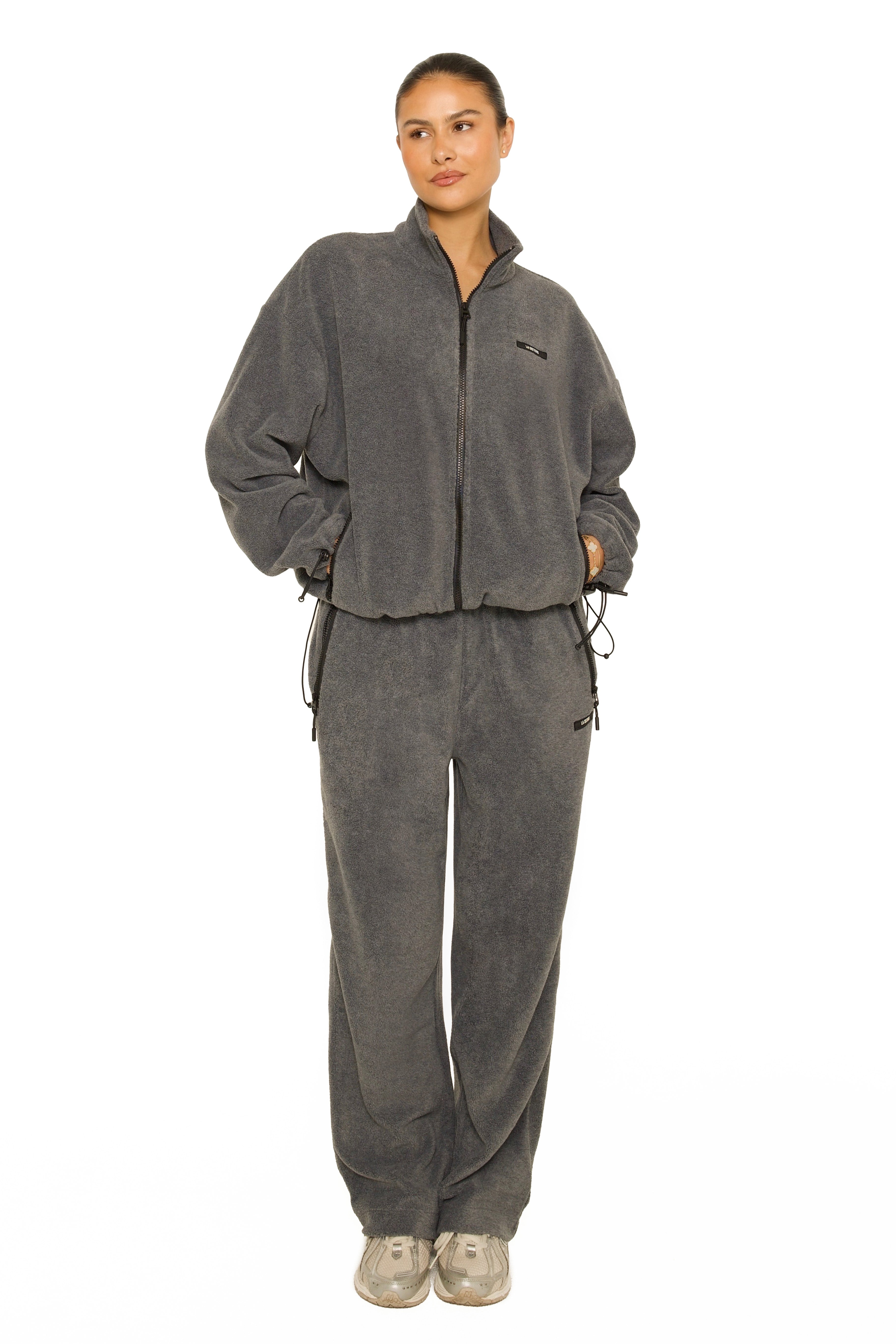 Fleece Straight Leg Pants Grey