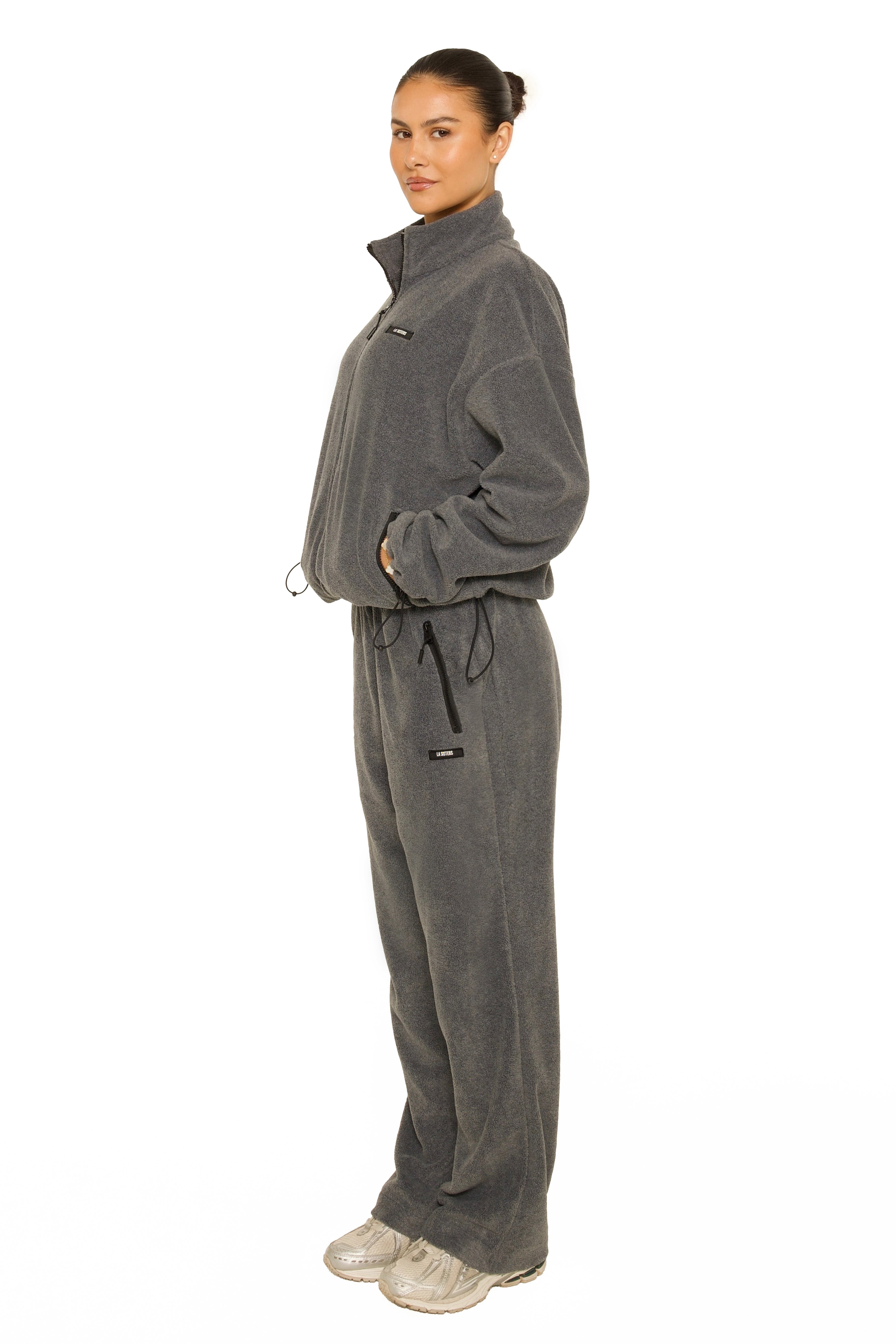 Fleece Straight Leg Pants Grey