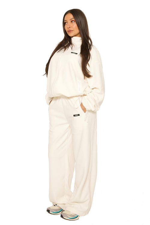 Fleece Straight Leg Pants Cream