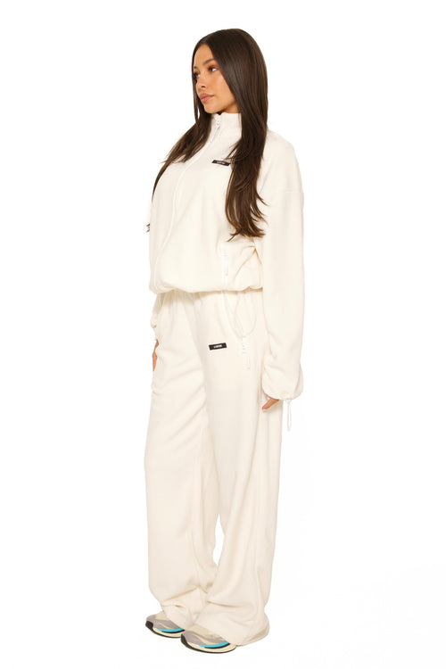 Fleece Straight Leg Pants Cream