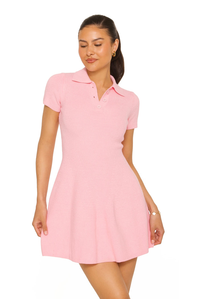 Knitted Polo Dress Pink