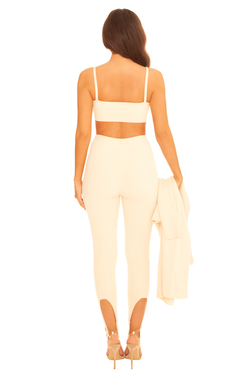 Knitted Ankle Strap Three Piece Creme