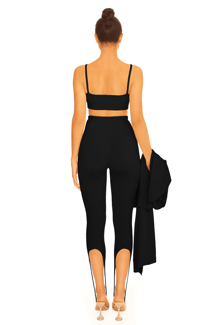 Knitted Ankle Strap Three Piece Black