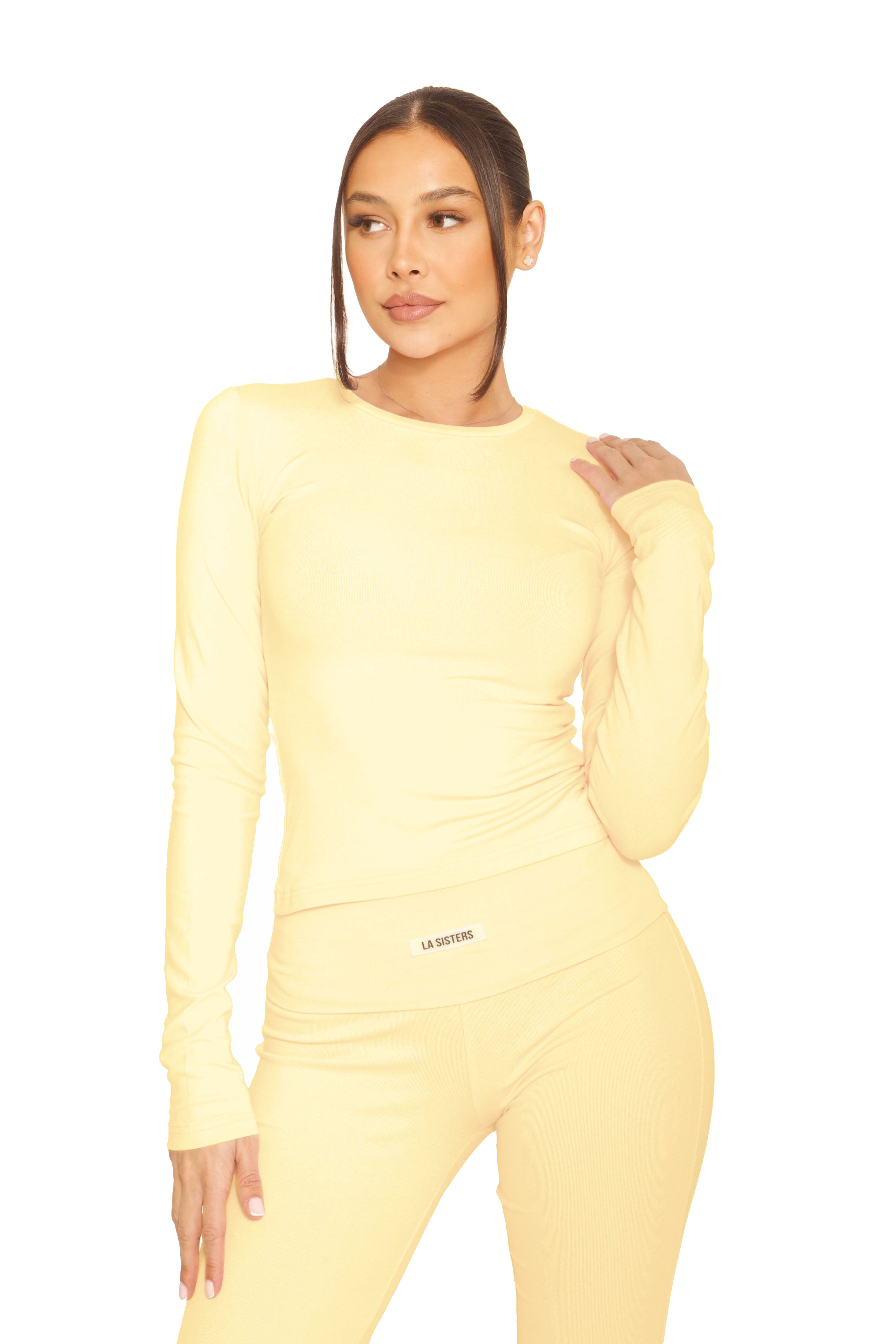 Long Sleeve Lounge Top Butter Yellow