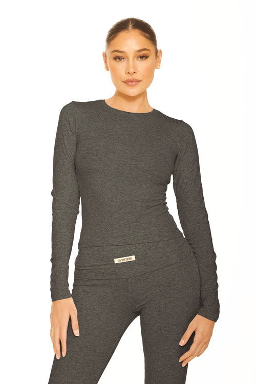 Long Sleeve Lounge Top Dark Grey