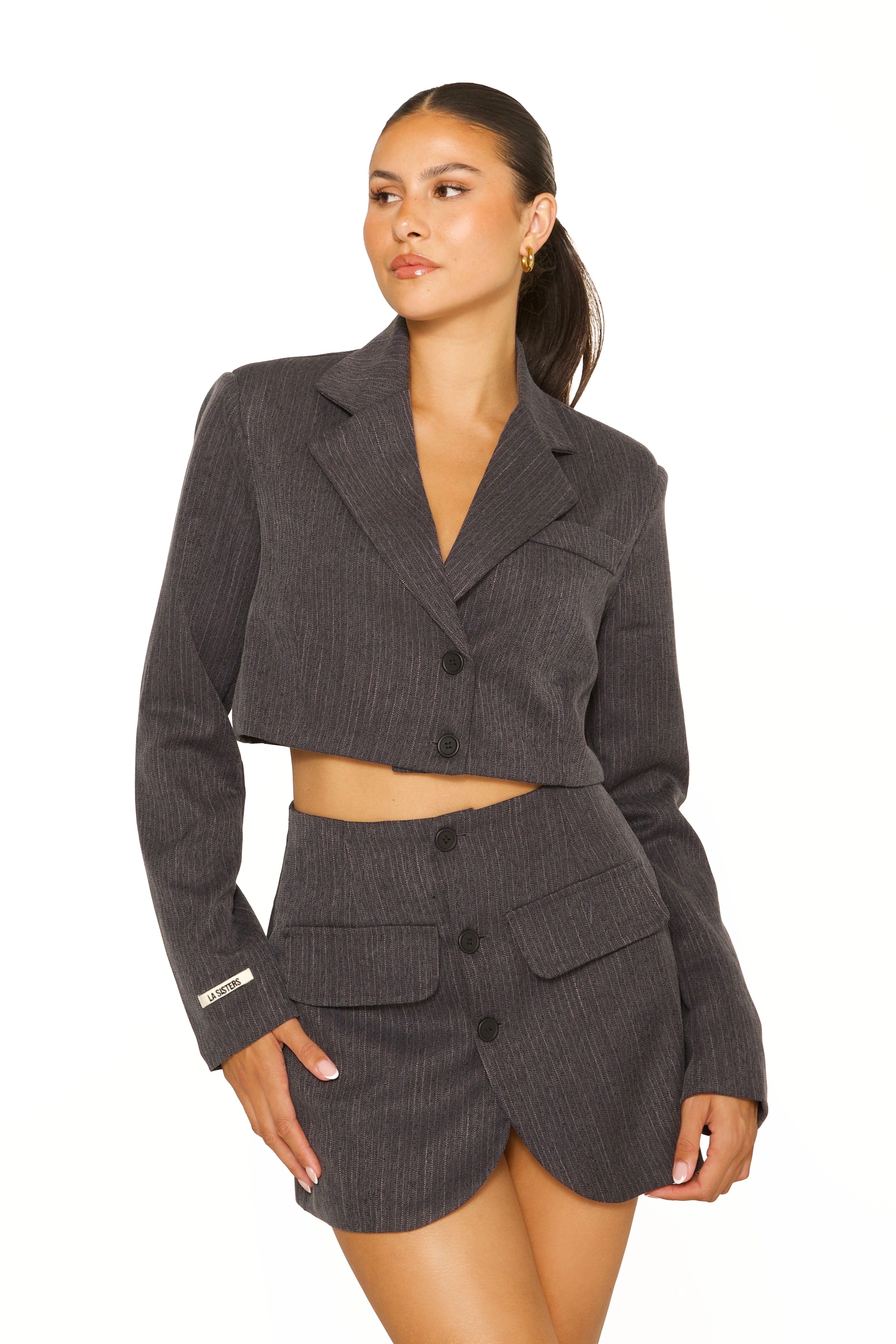 Pinstripe Blazer Skirt Co-ord