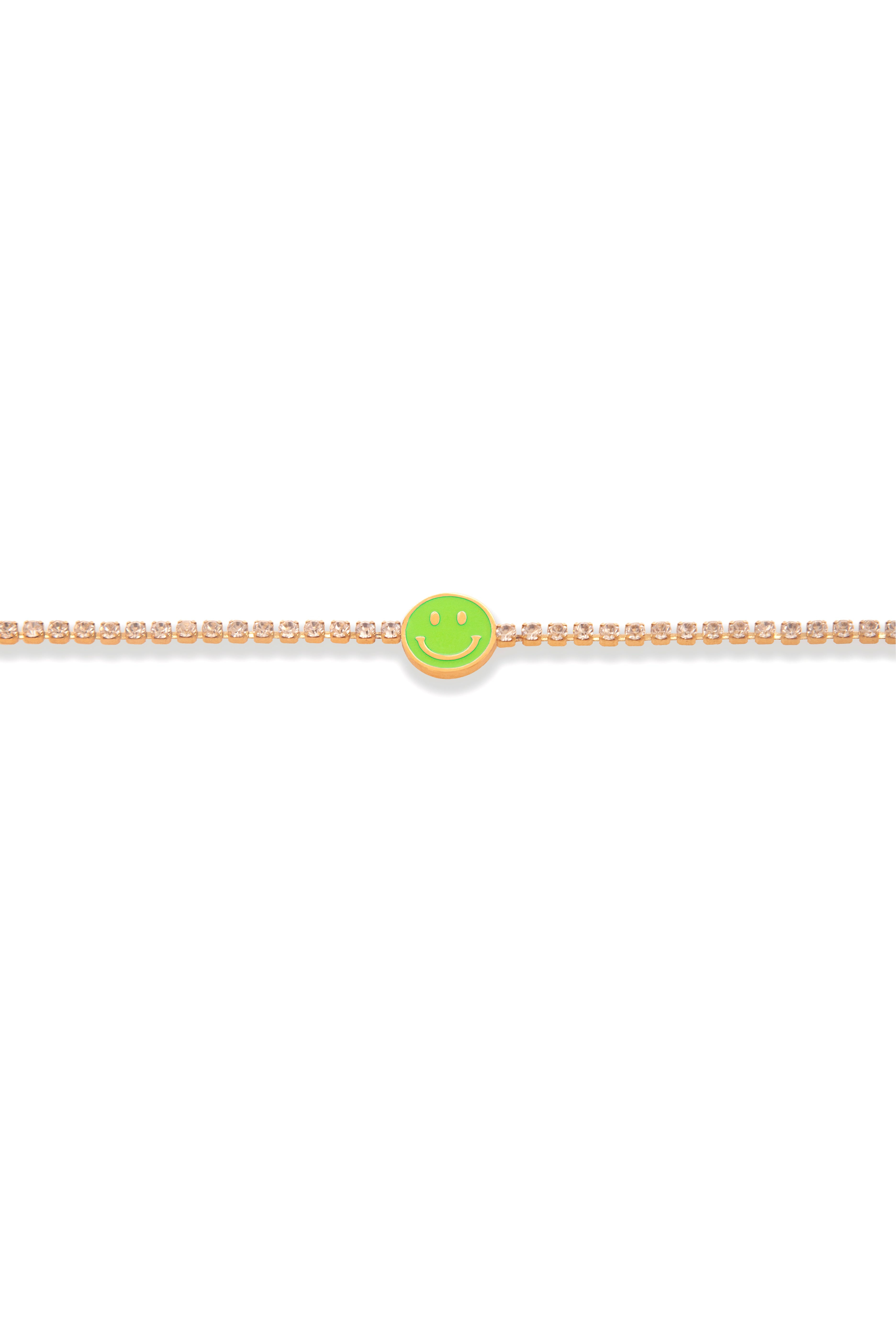 Rhinestone Smiley Bracelet Green