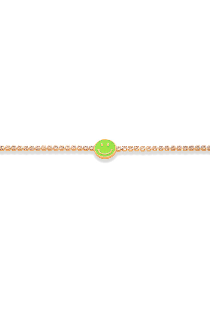 Rhinestone Smiley Bracelet Green