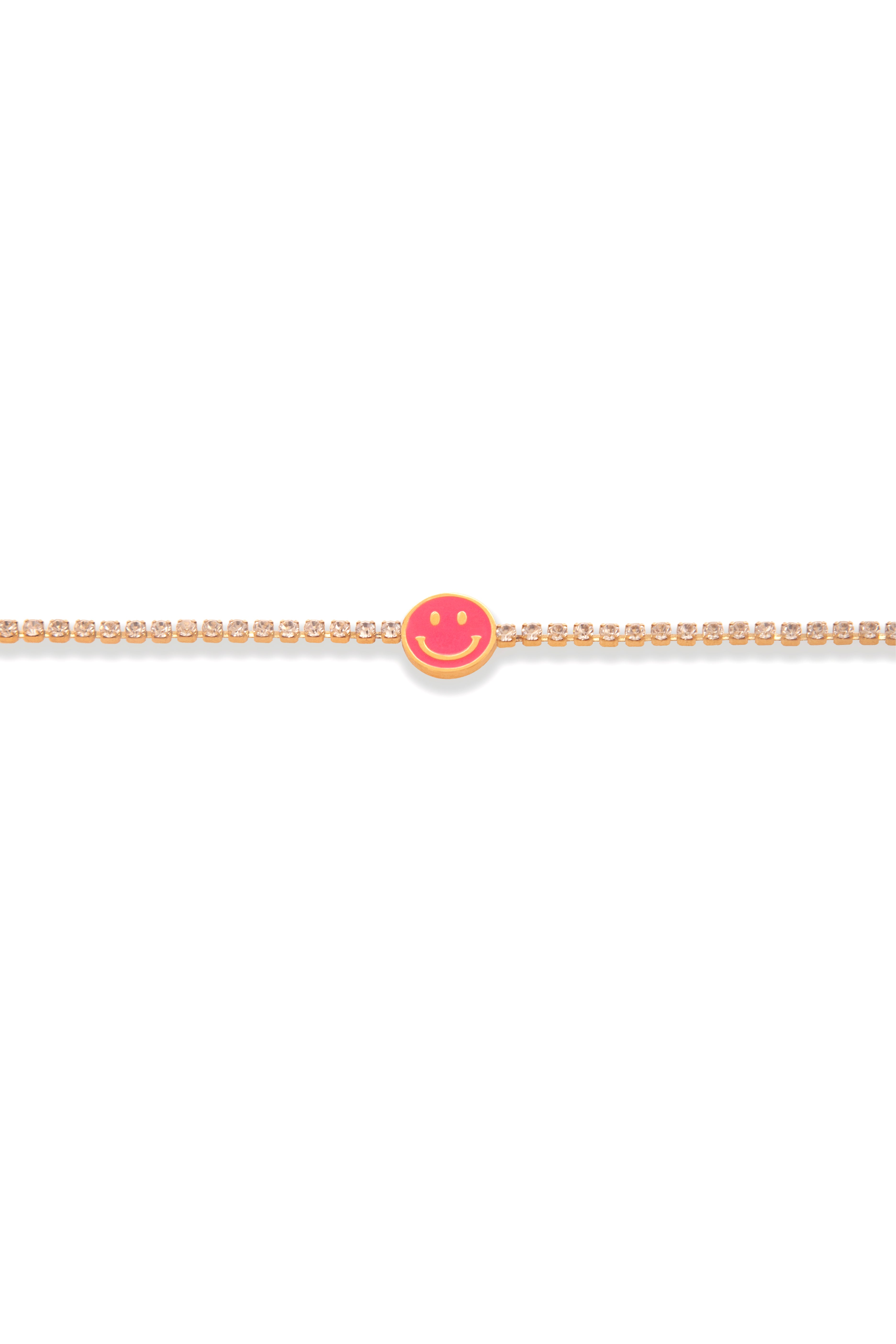 Rhinestone Smiley Bracelet Pink