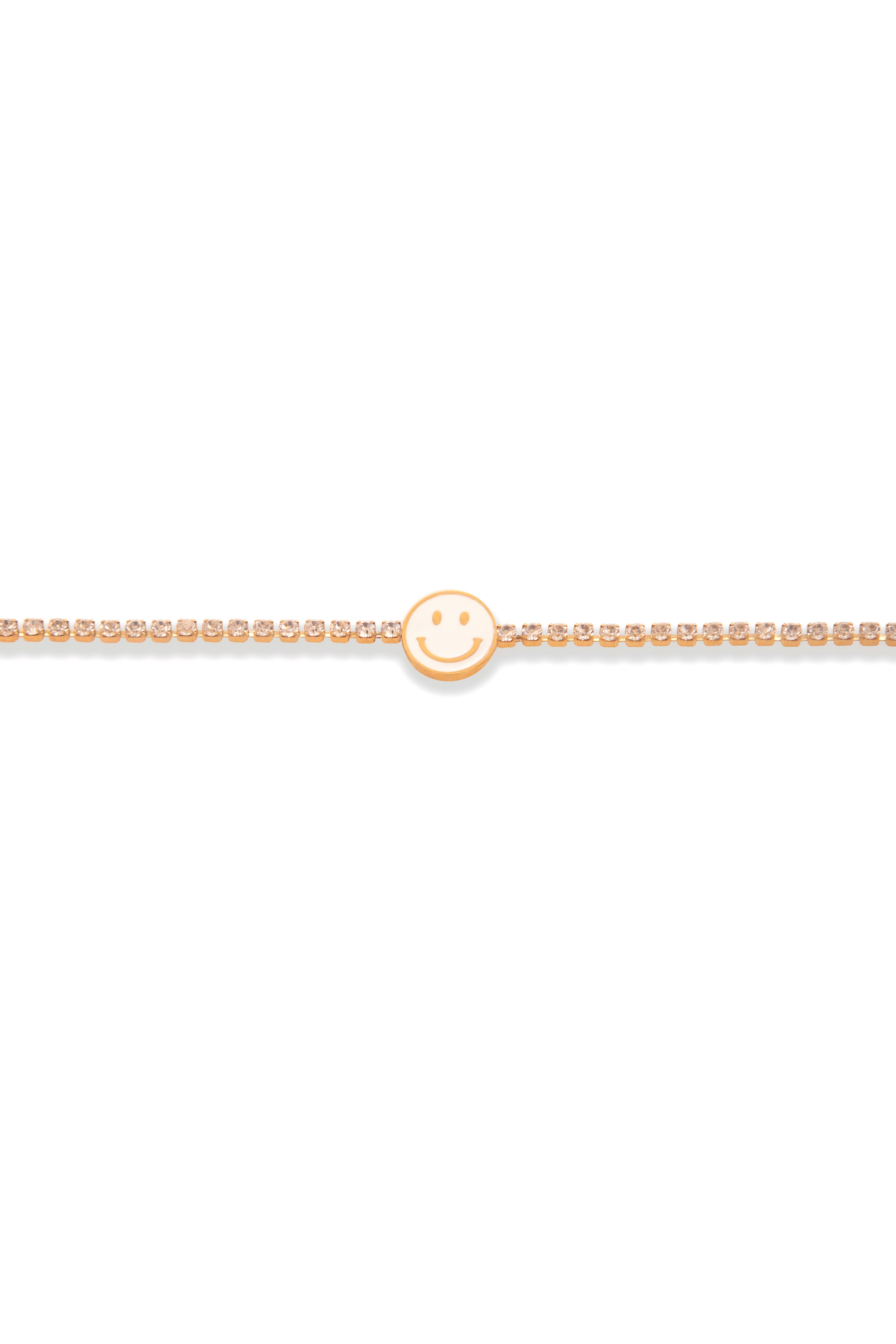 Rhinestone Smiley Bracelet White