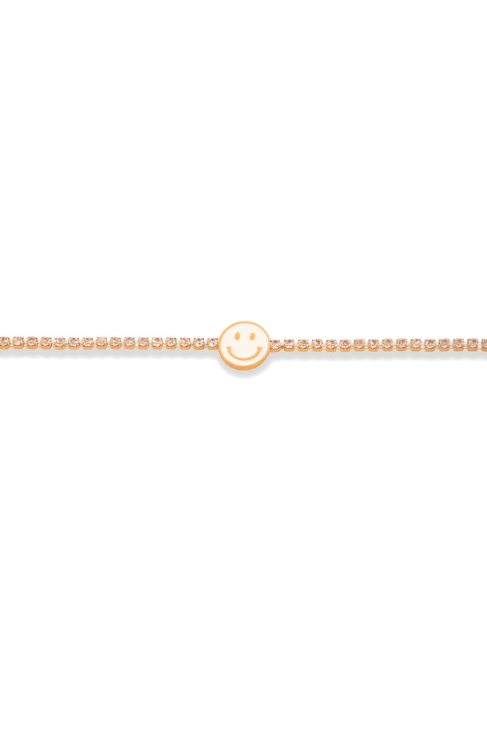 Rhinestone Smiley Bracelet White