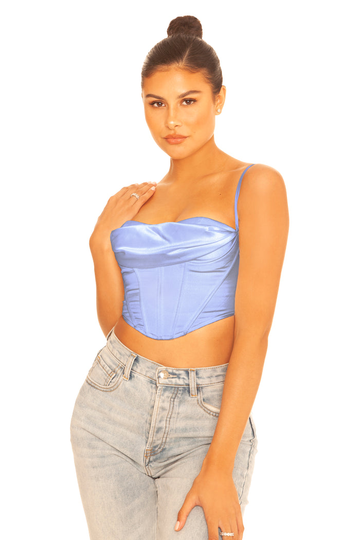 Satin Draped Corset Blue
