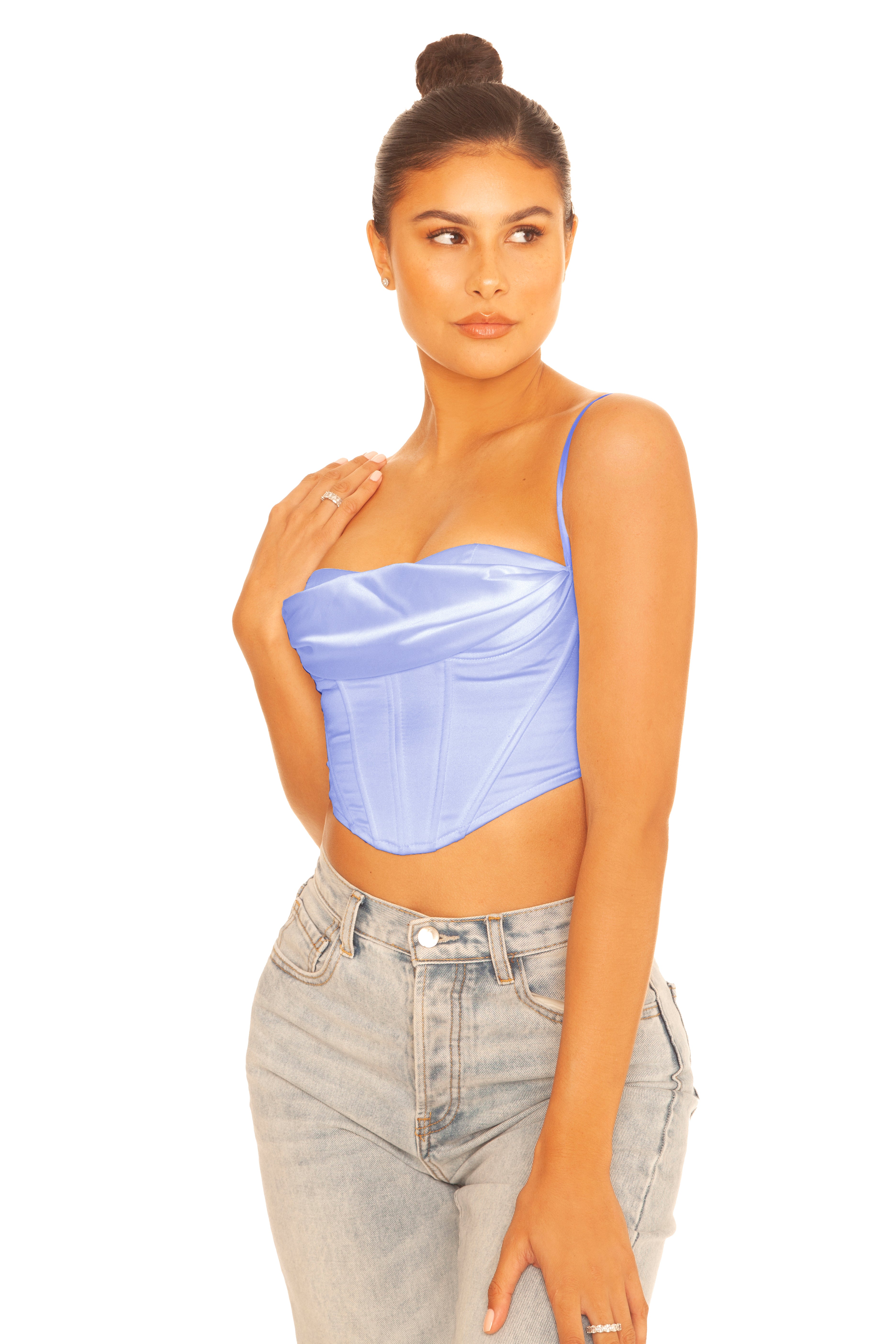 Satin Draped Corset Blue