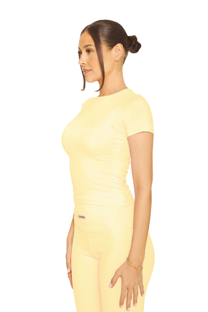 Short Sleeve Lounge Top Butter Yellow