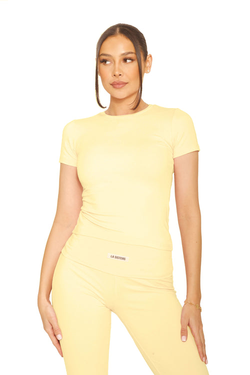 Short Sleeve Lounge Top Butter Yellow