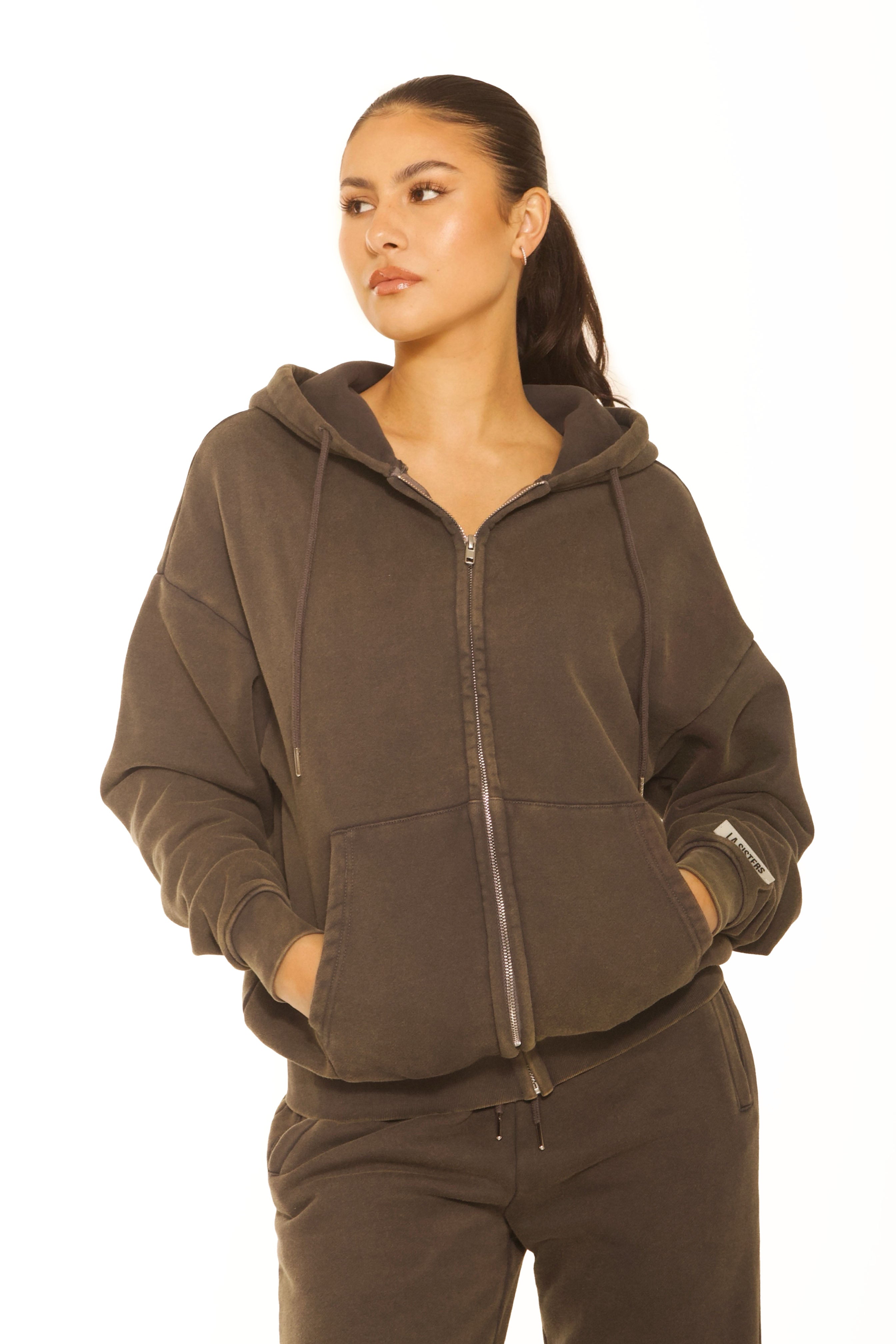 Vintage Oversized Zipper Hoodie Grey – LA Sisters