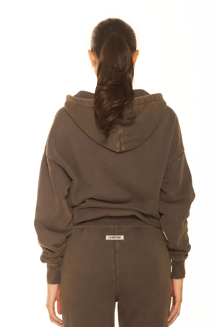 Vintage Oversized Zipper Hoodie Grey