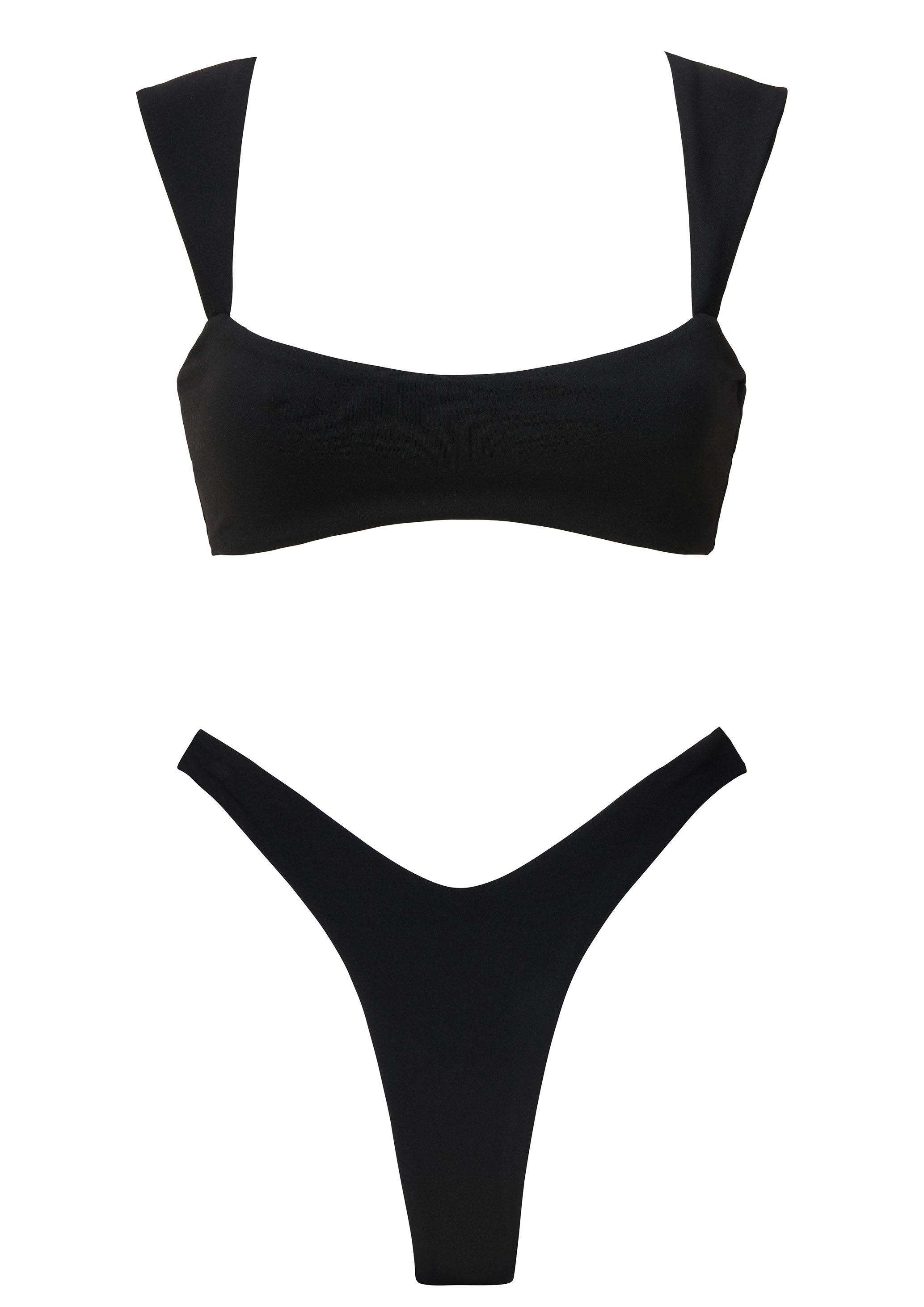 Wide Strap Bikini Black