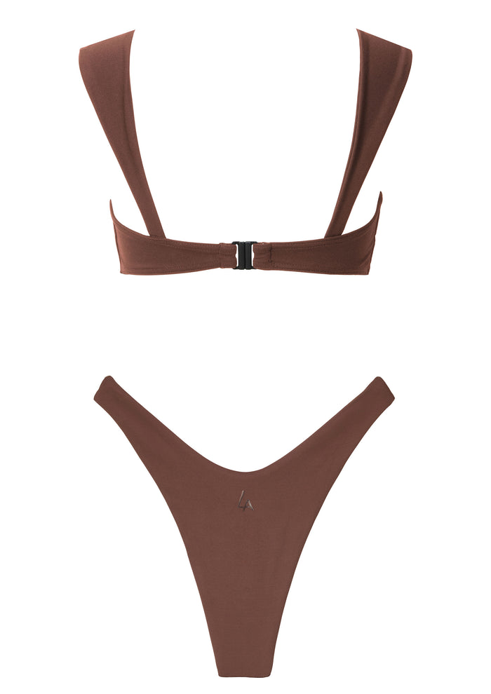 Wide Strap Bikini Brown