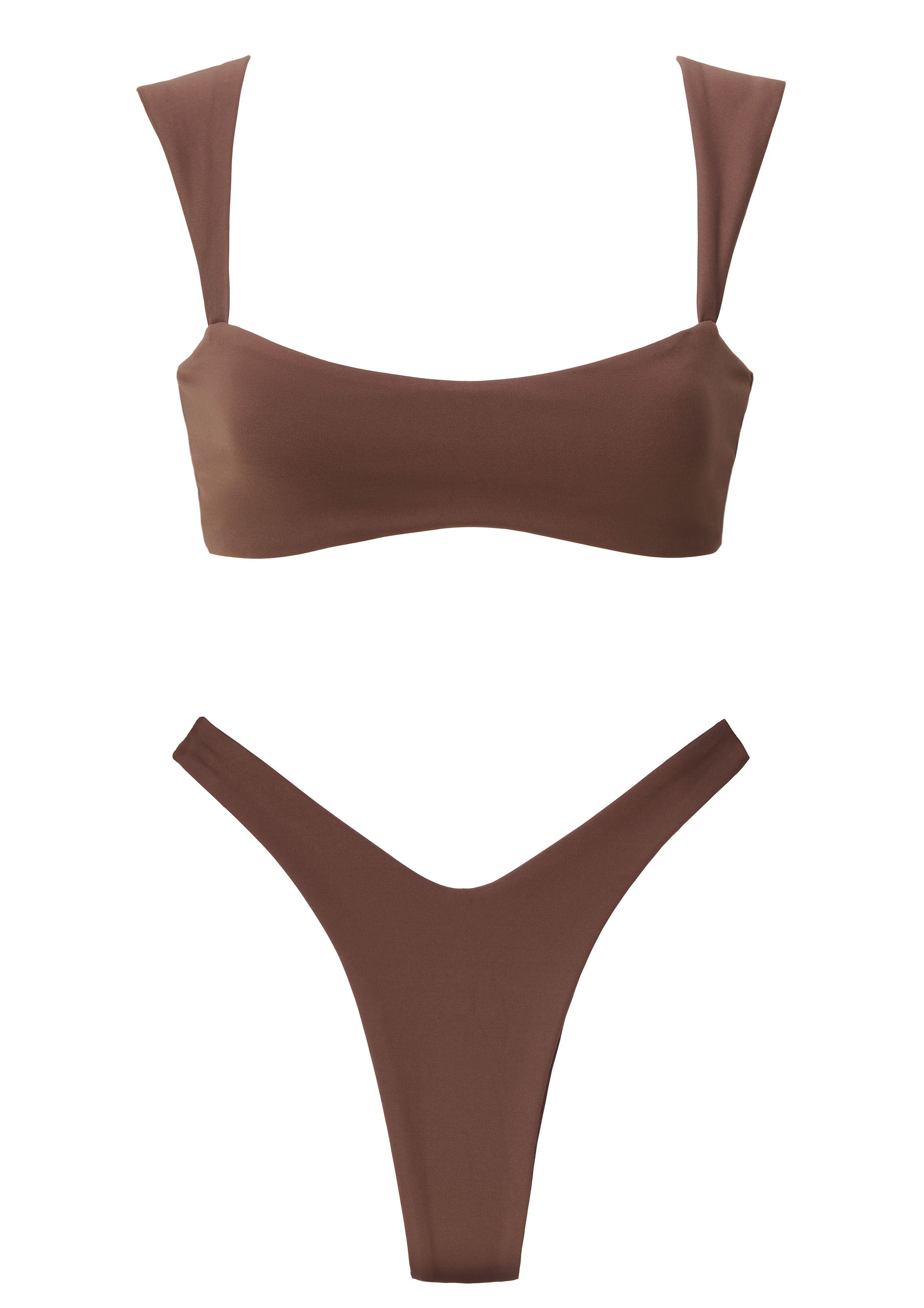 Wide Strap Bikini Brown