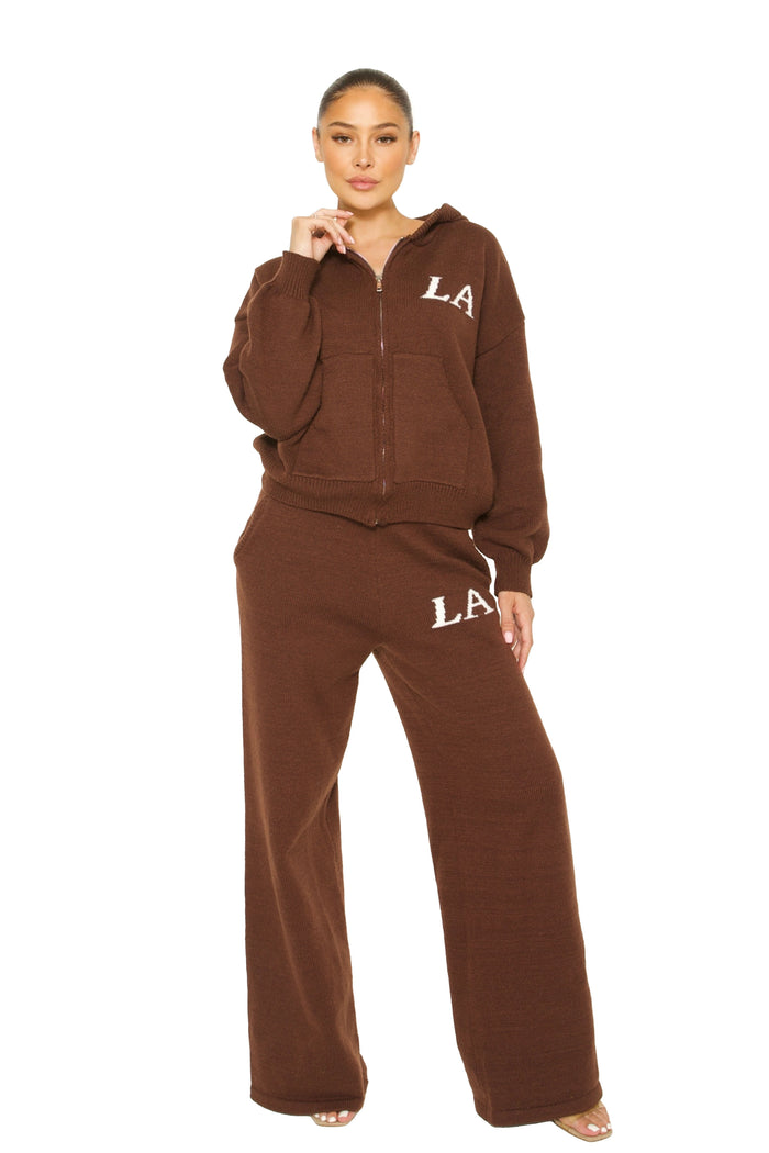 Knitted LA Tracksuit Brown