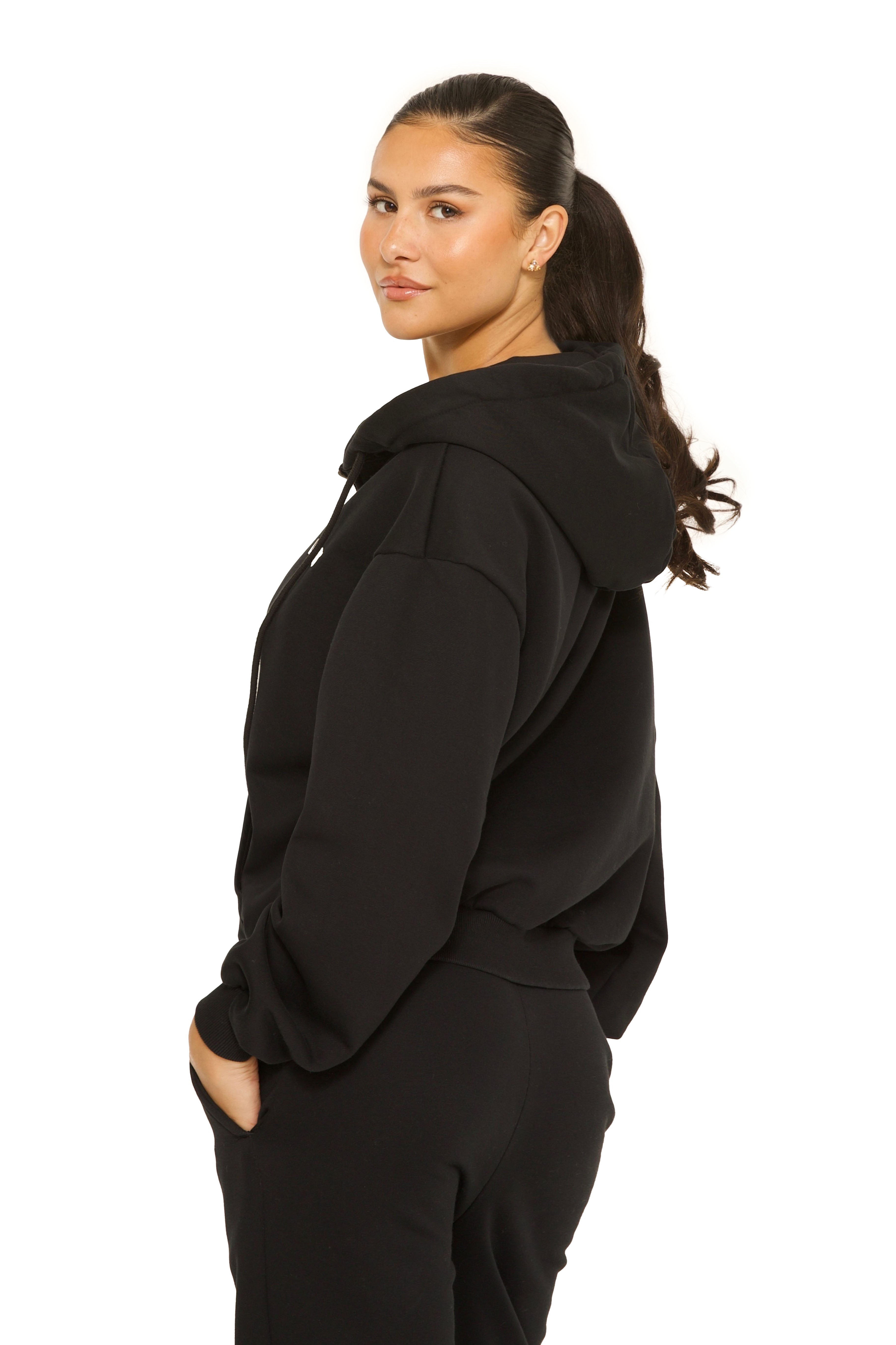 Essential Double Zipper Hoodie Black