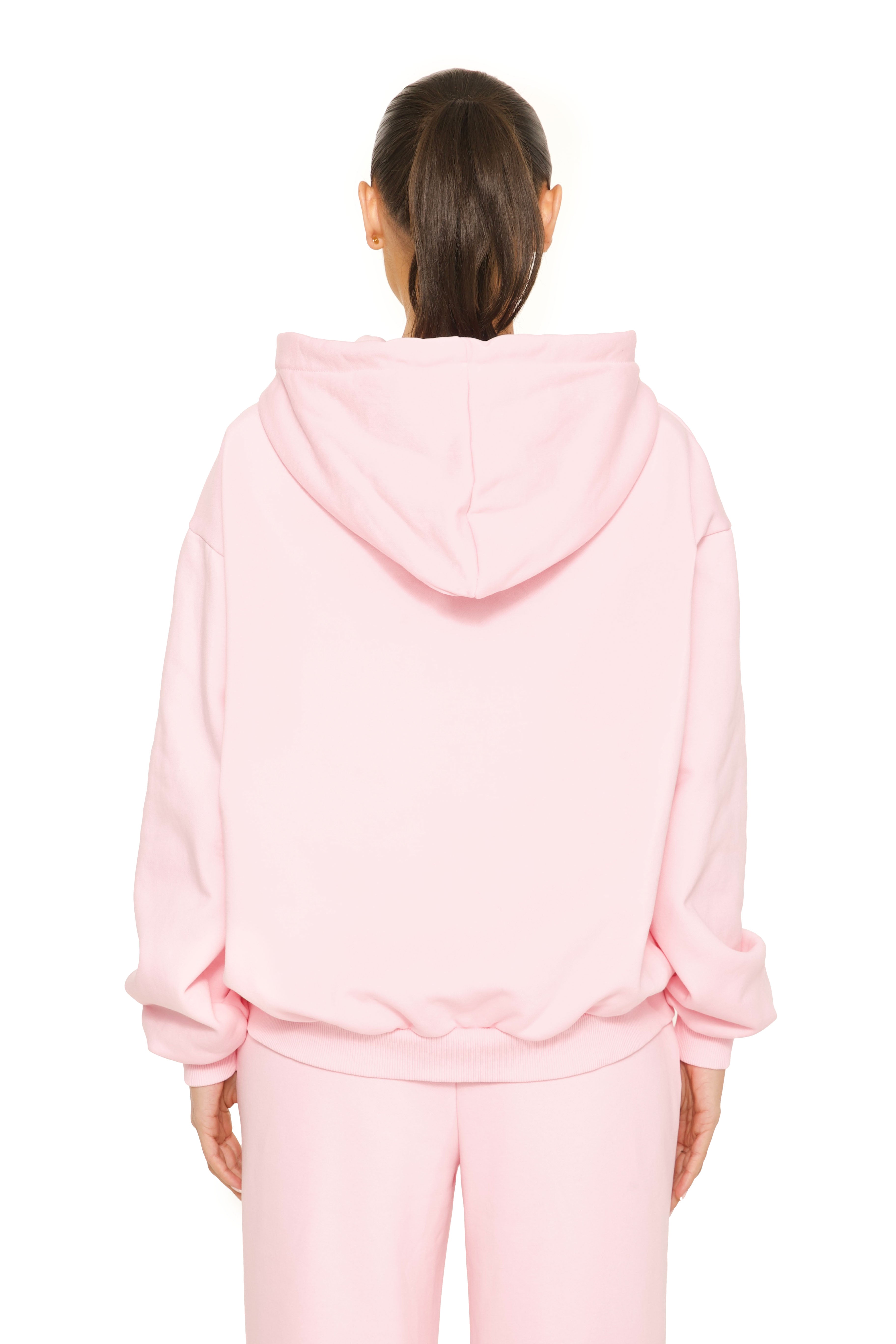 Essential Double Zipper Hoodie Pink