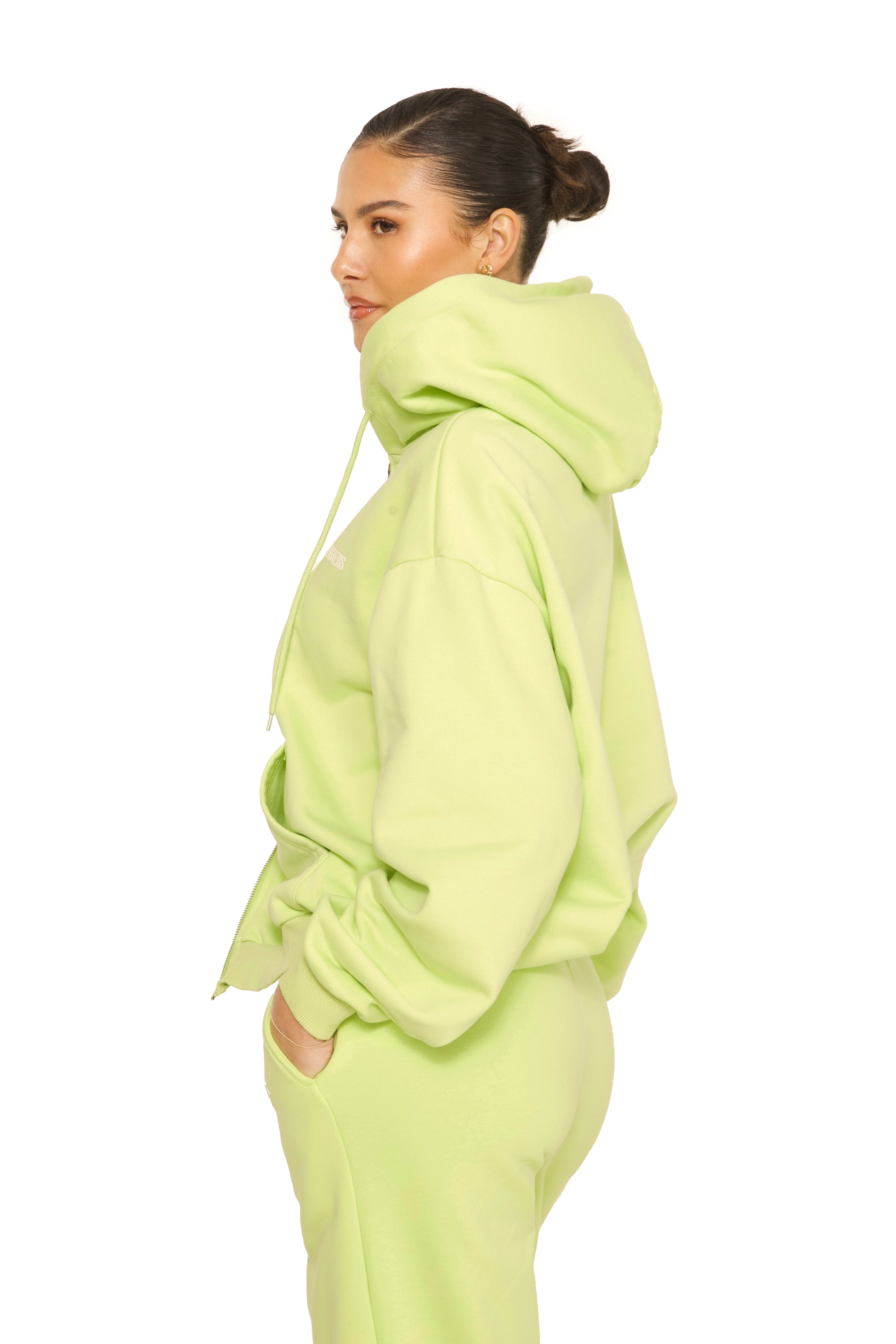 Essential Double Zipper Hoodie Pistache