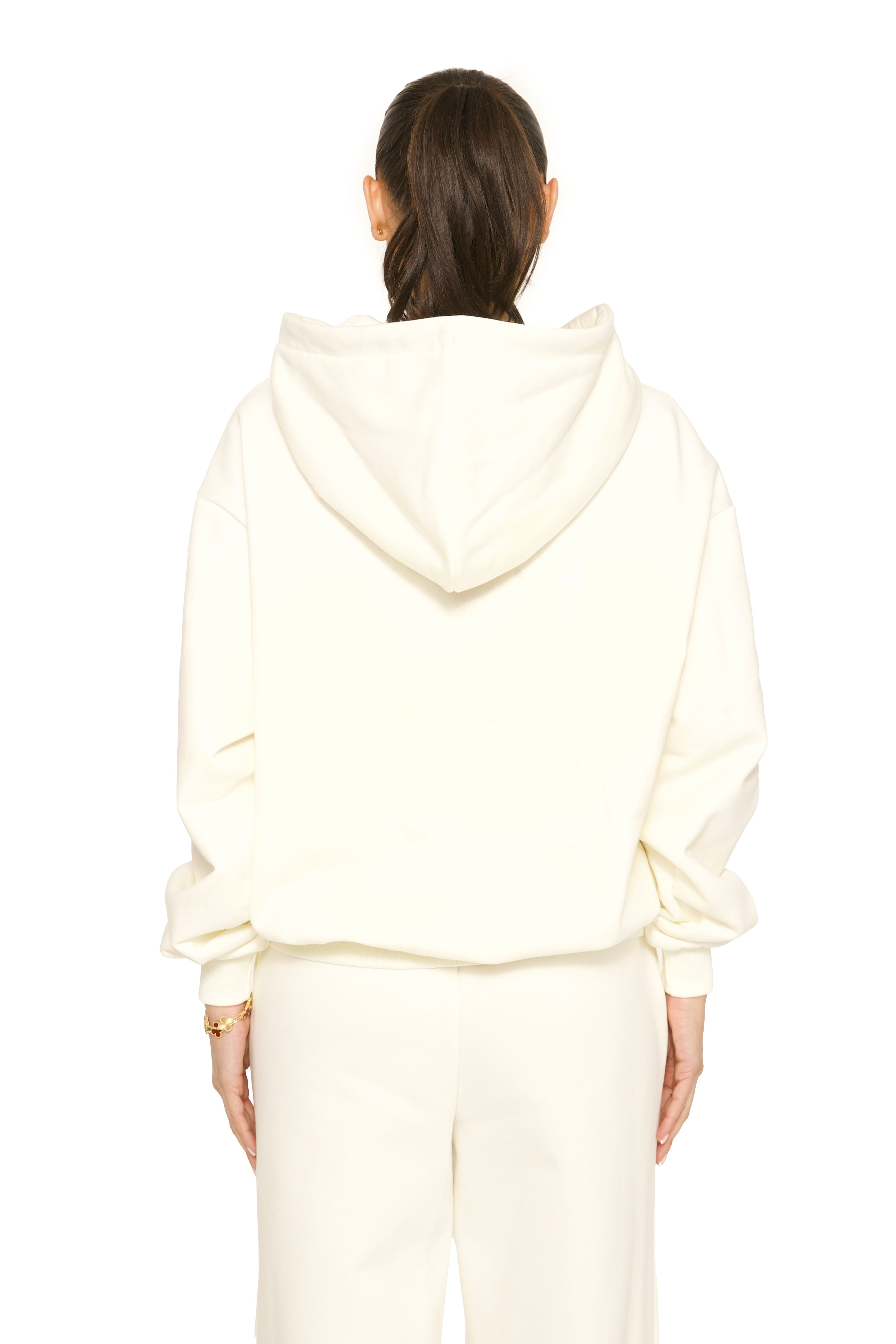 Essential Double Zipper Hoodie Cream