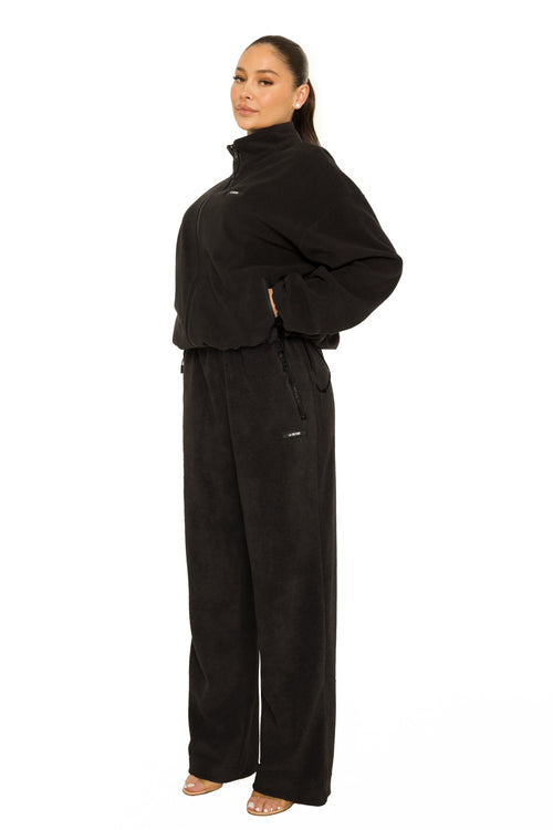 Fleece Straight Leg Pants Black