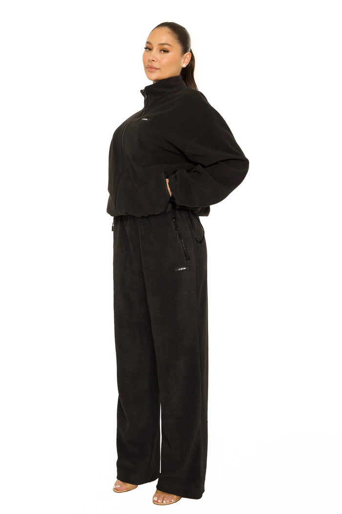 Fleece Straight Leg Pants Black