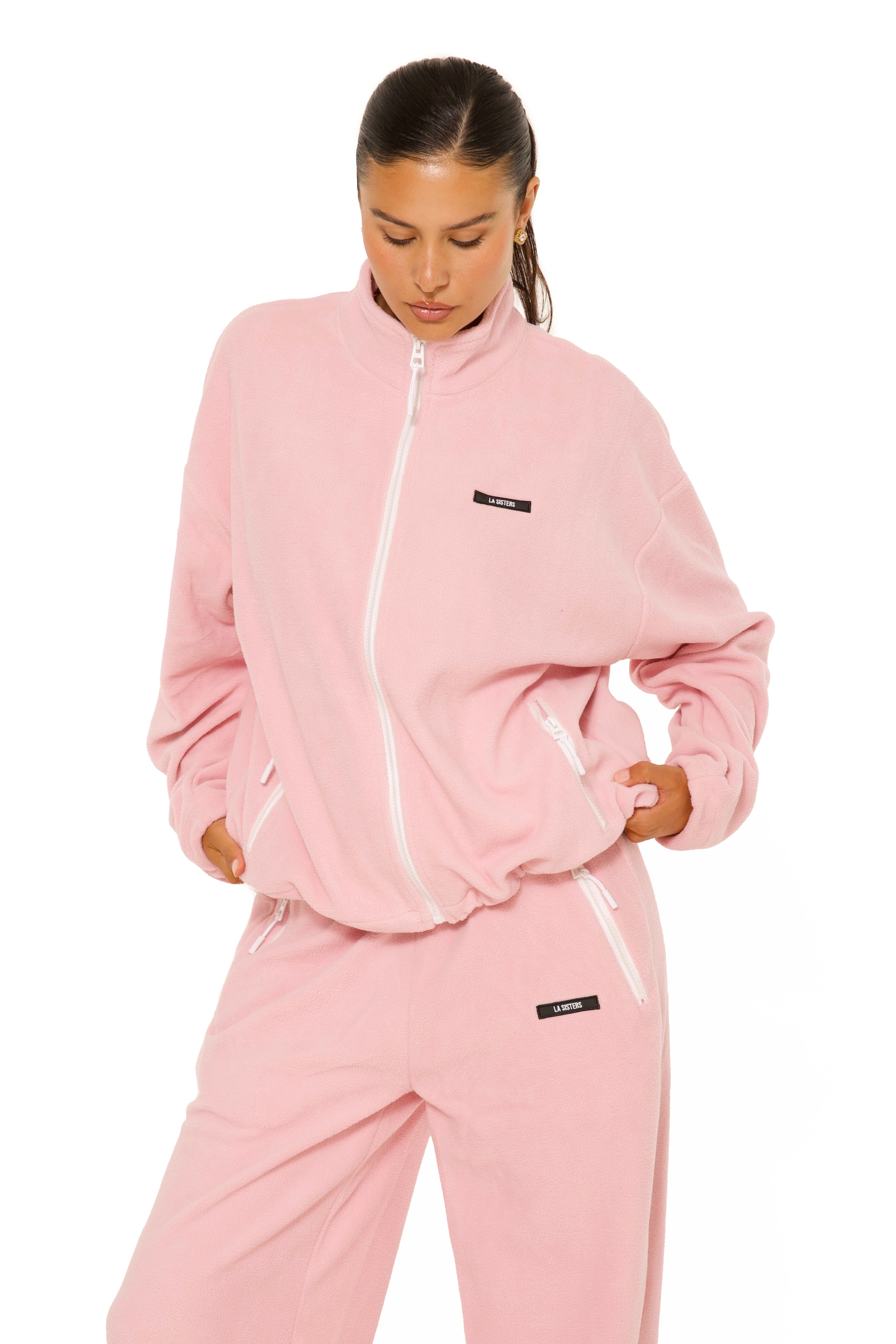 Fleece Zip Up Jacket Pink