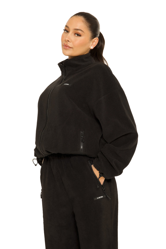 Fleece Zip Up Jacket Black