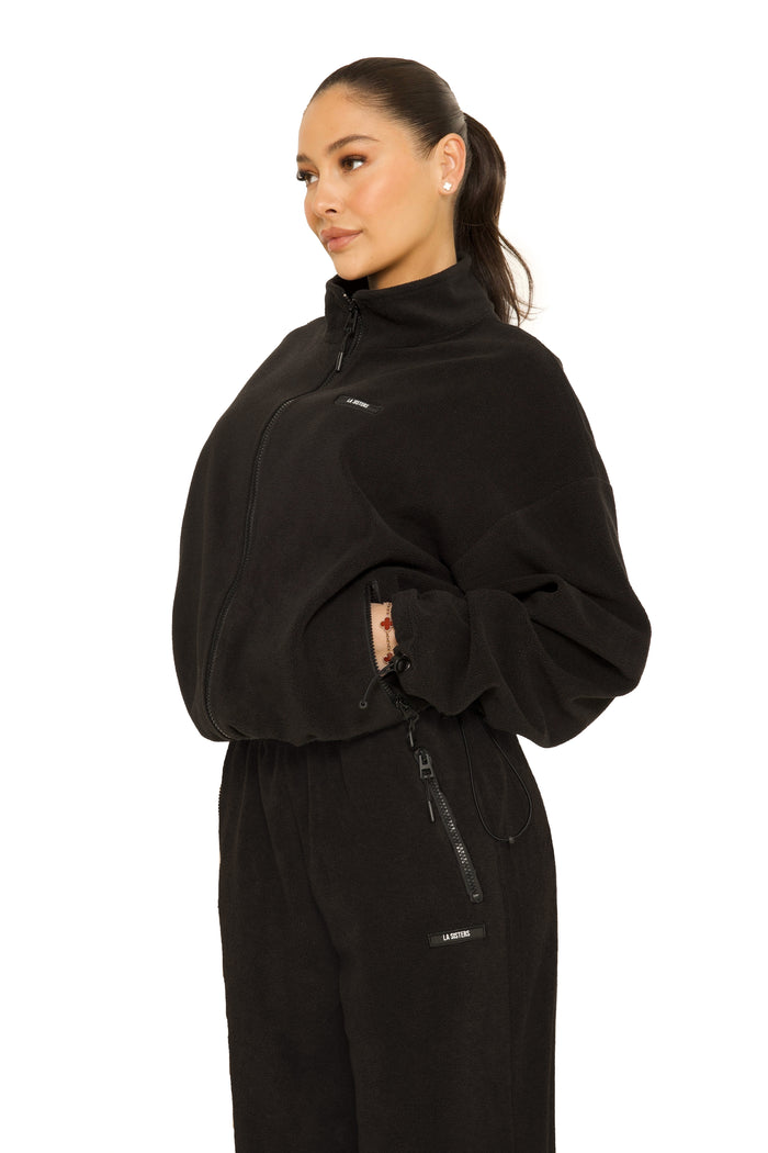 Fleece Zip Up Jacket Black