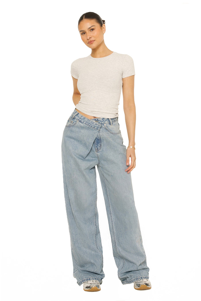 Fold Over Jeans Light blue