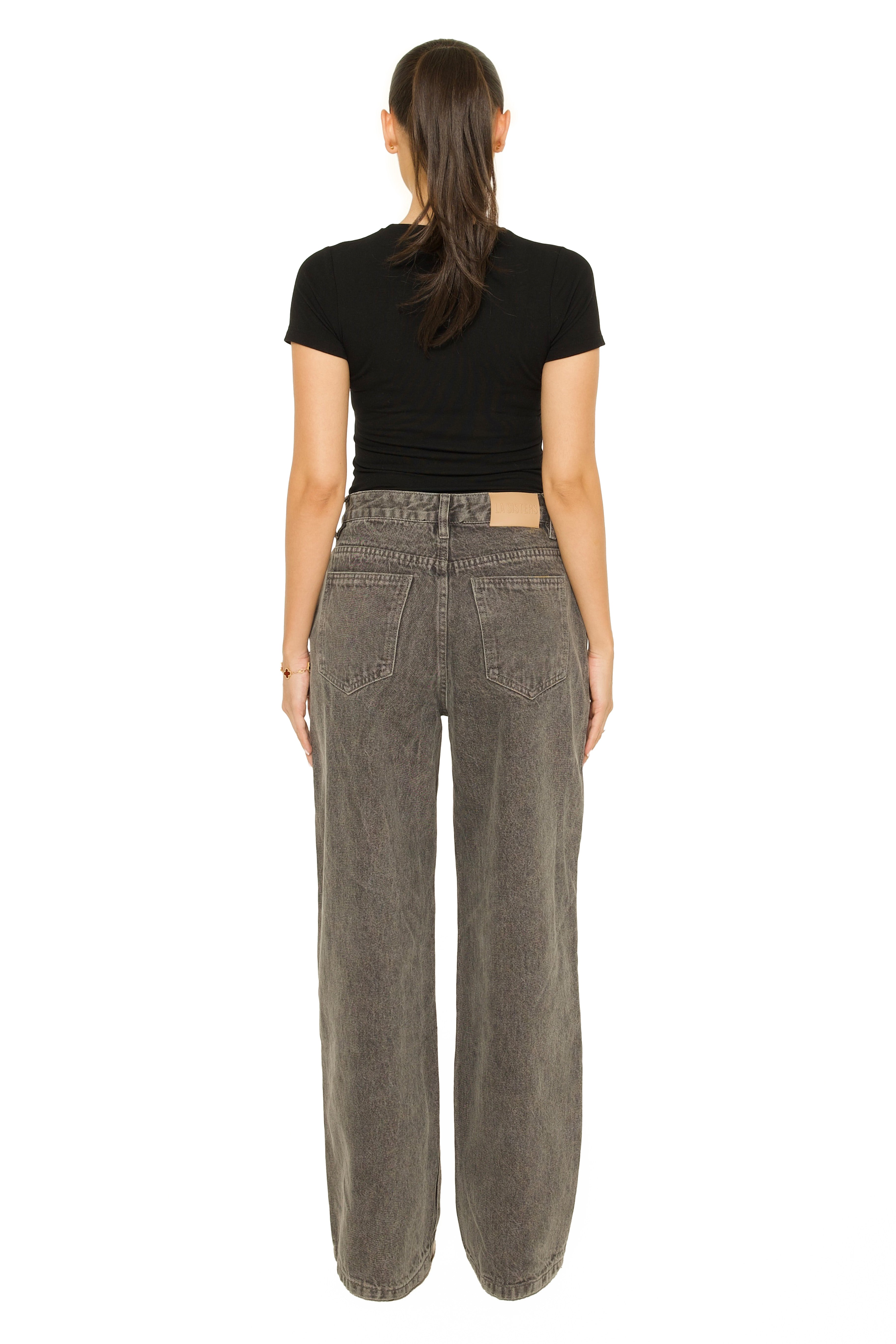 Fold Over Jeans Light Grey