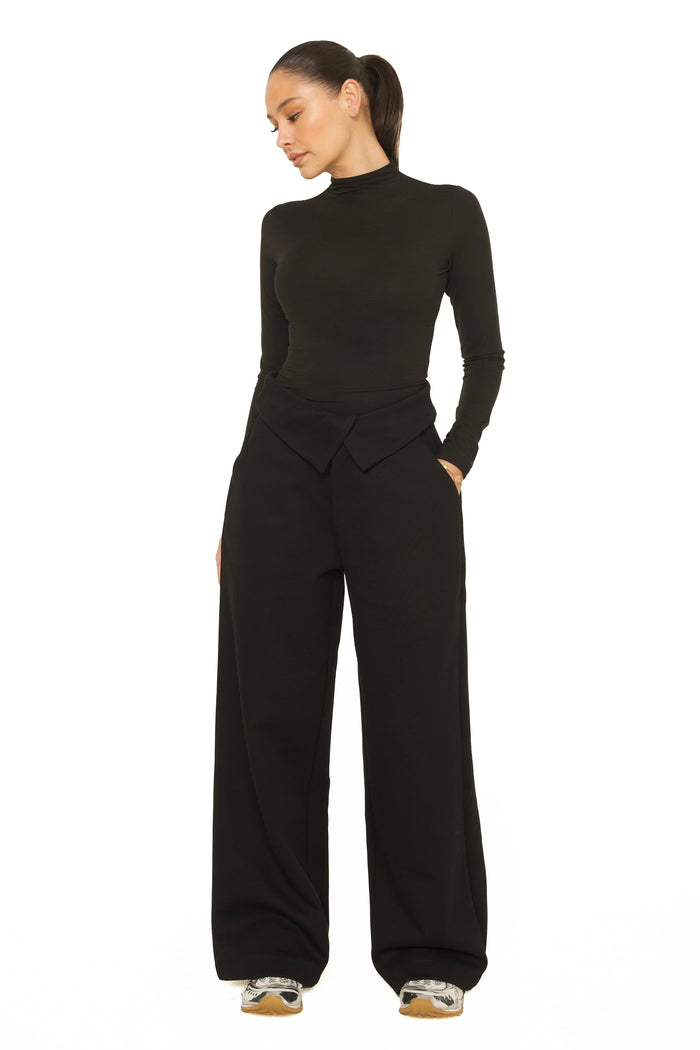 Fold Over Jogging Pantalon Black