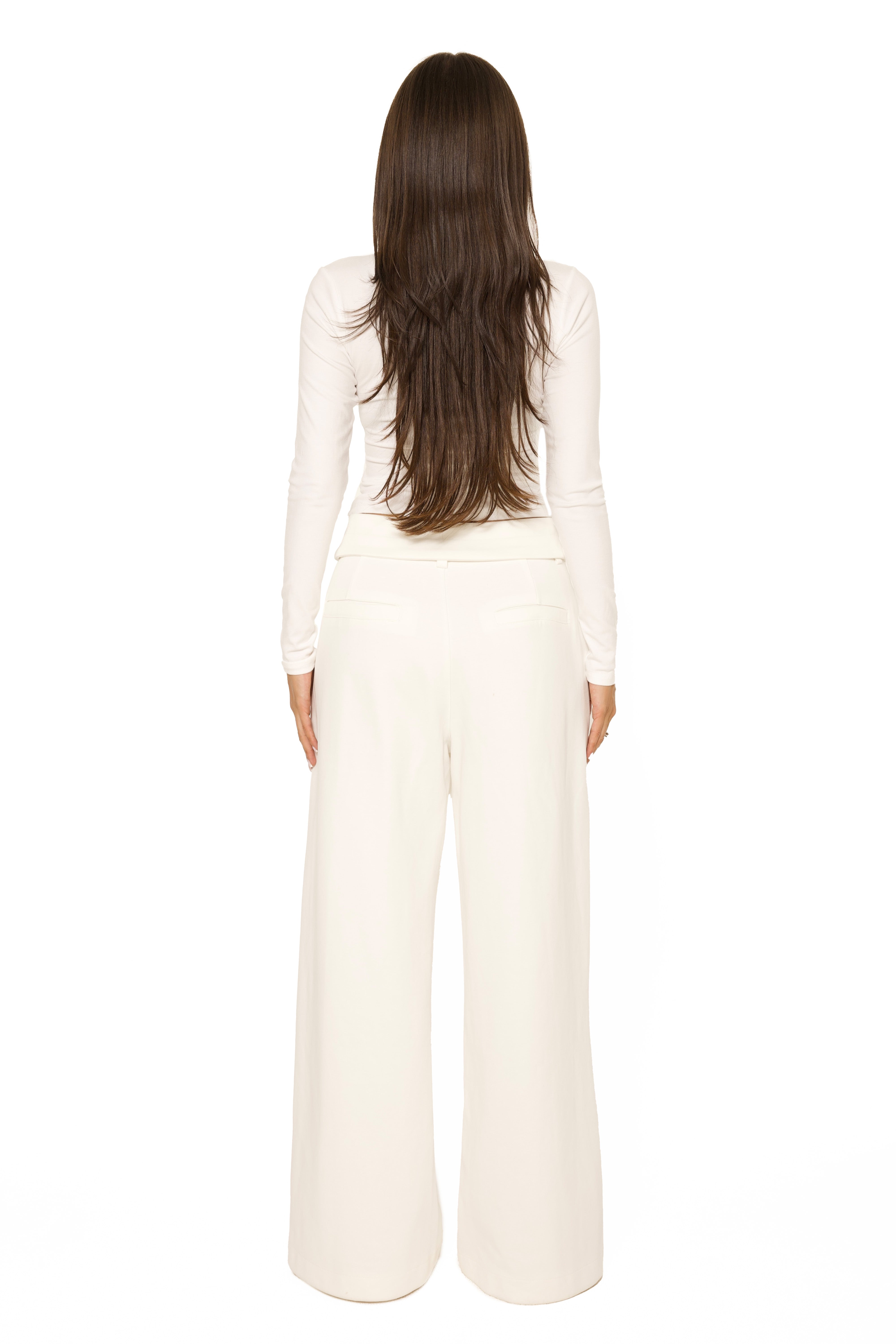 Fold Over Jogging Pantalon Cream