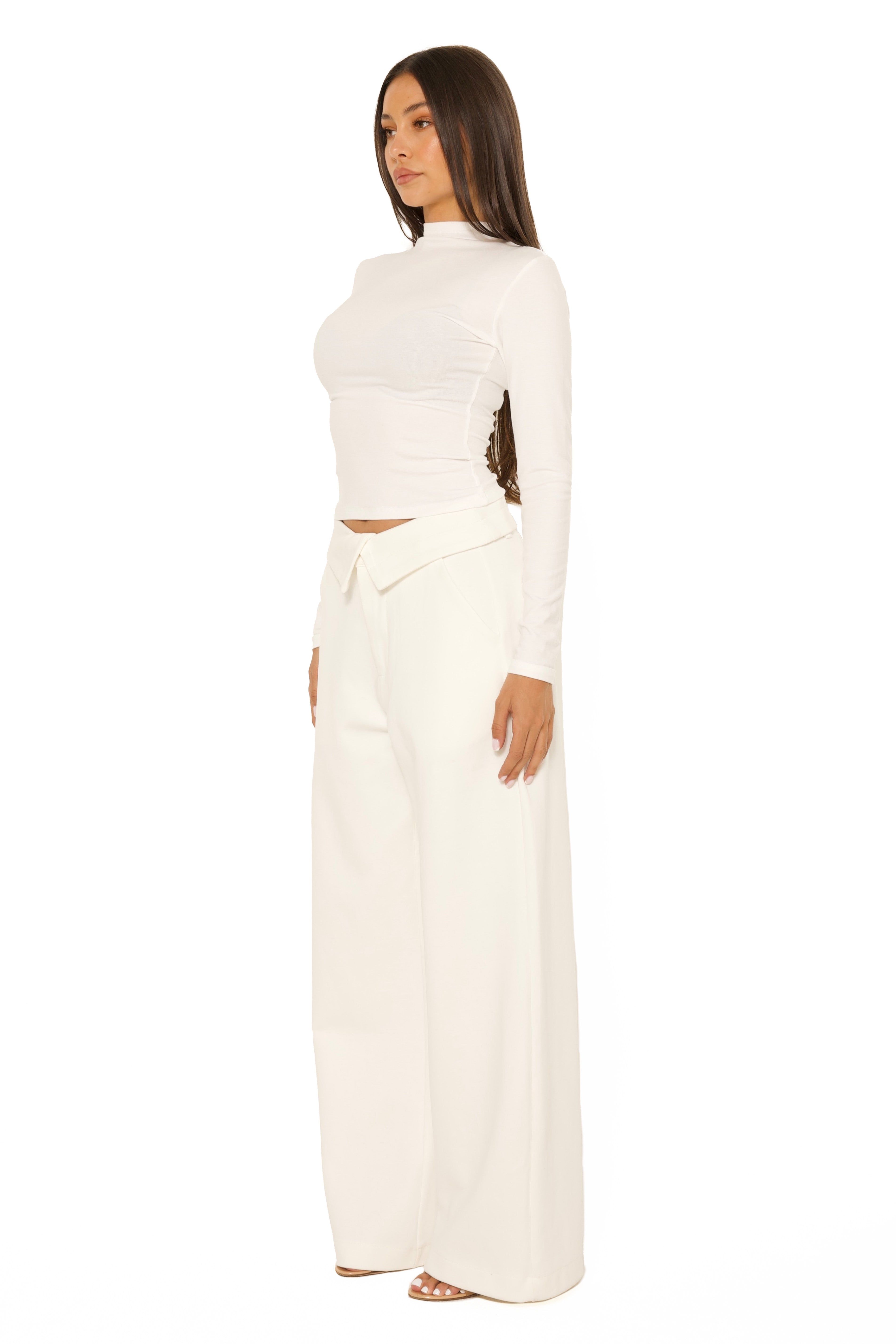 Fold Over Jogging Pantalon Cream